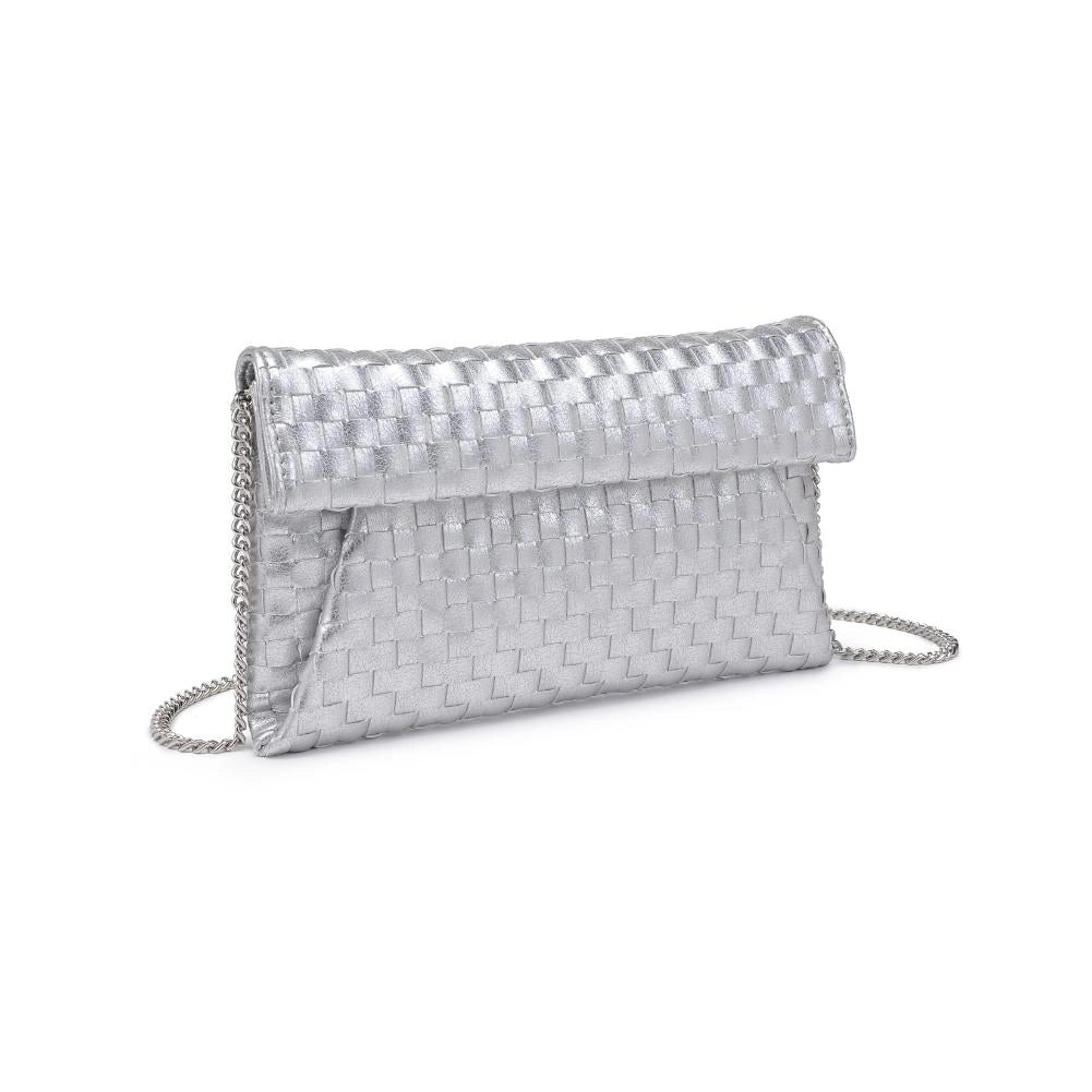 Silver Priscilla Woven Clutch
