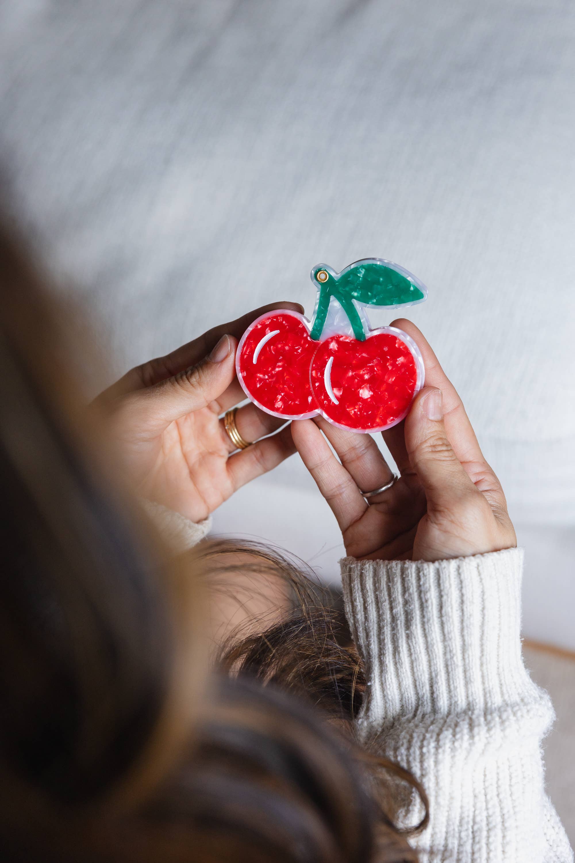 Cherries Folding Compact Mirror