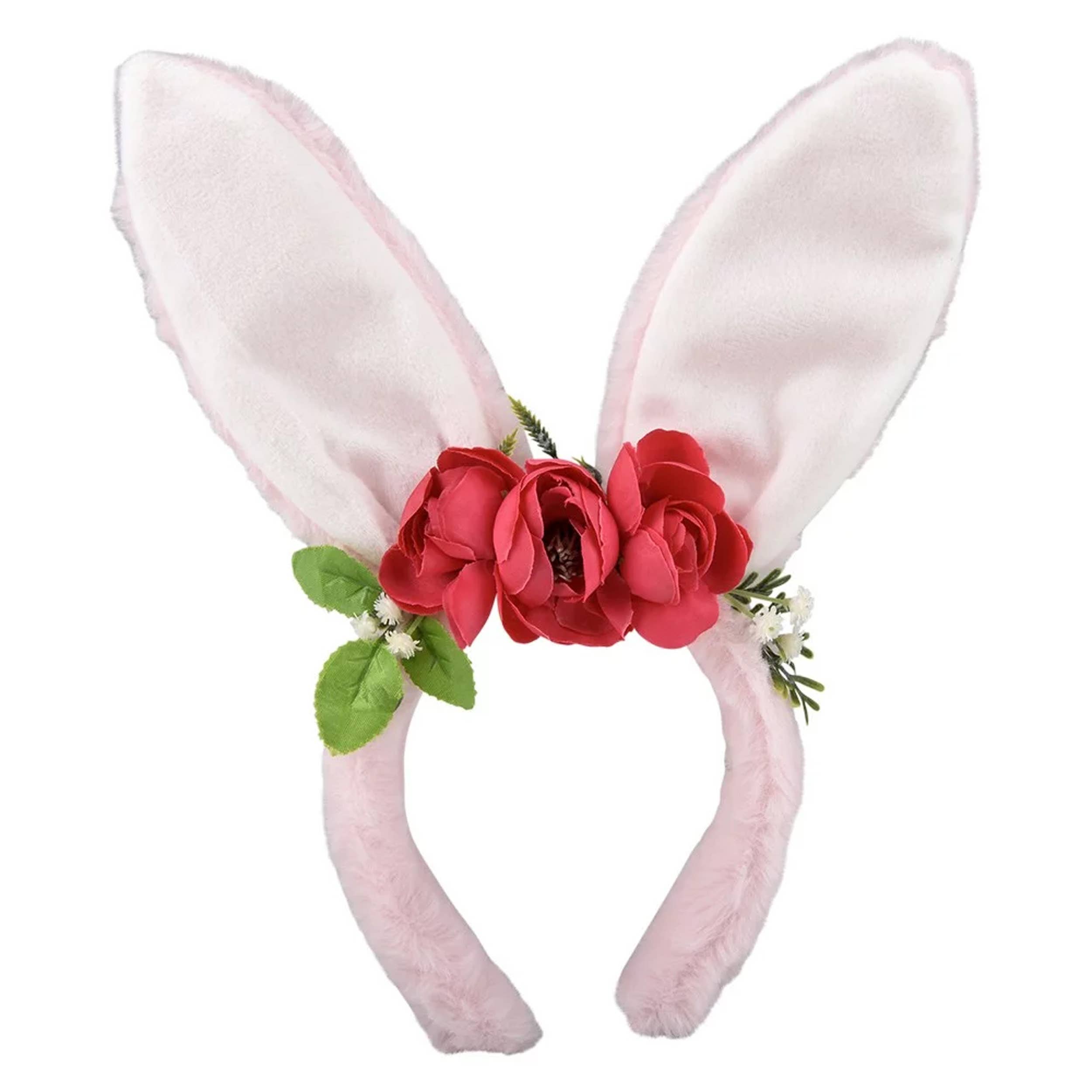 Bunny Plush Ears With Flowers