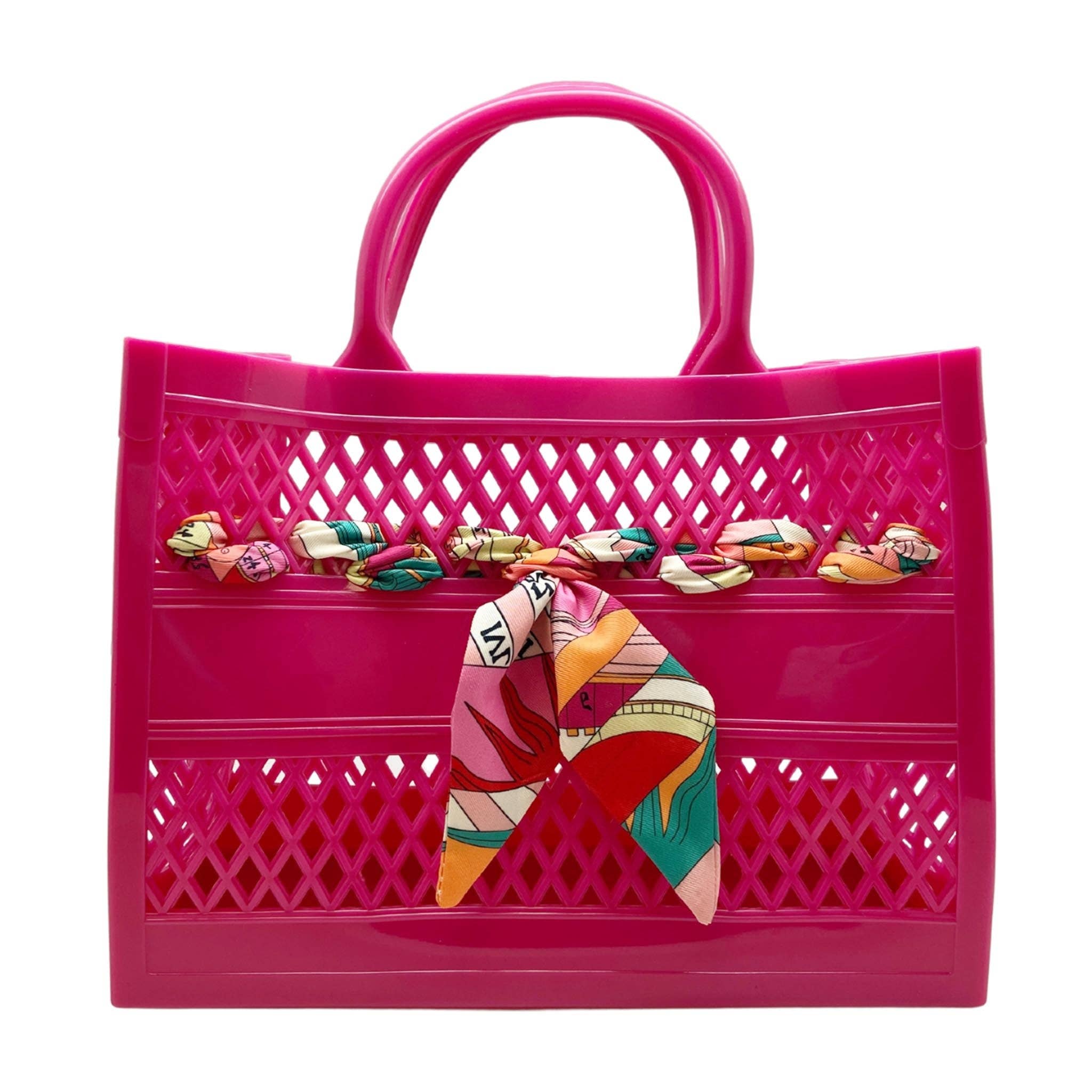 Hot Pink Soleil Jelly Tote w/ Scarf