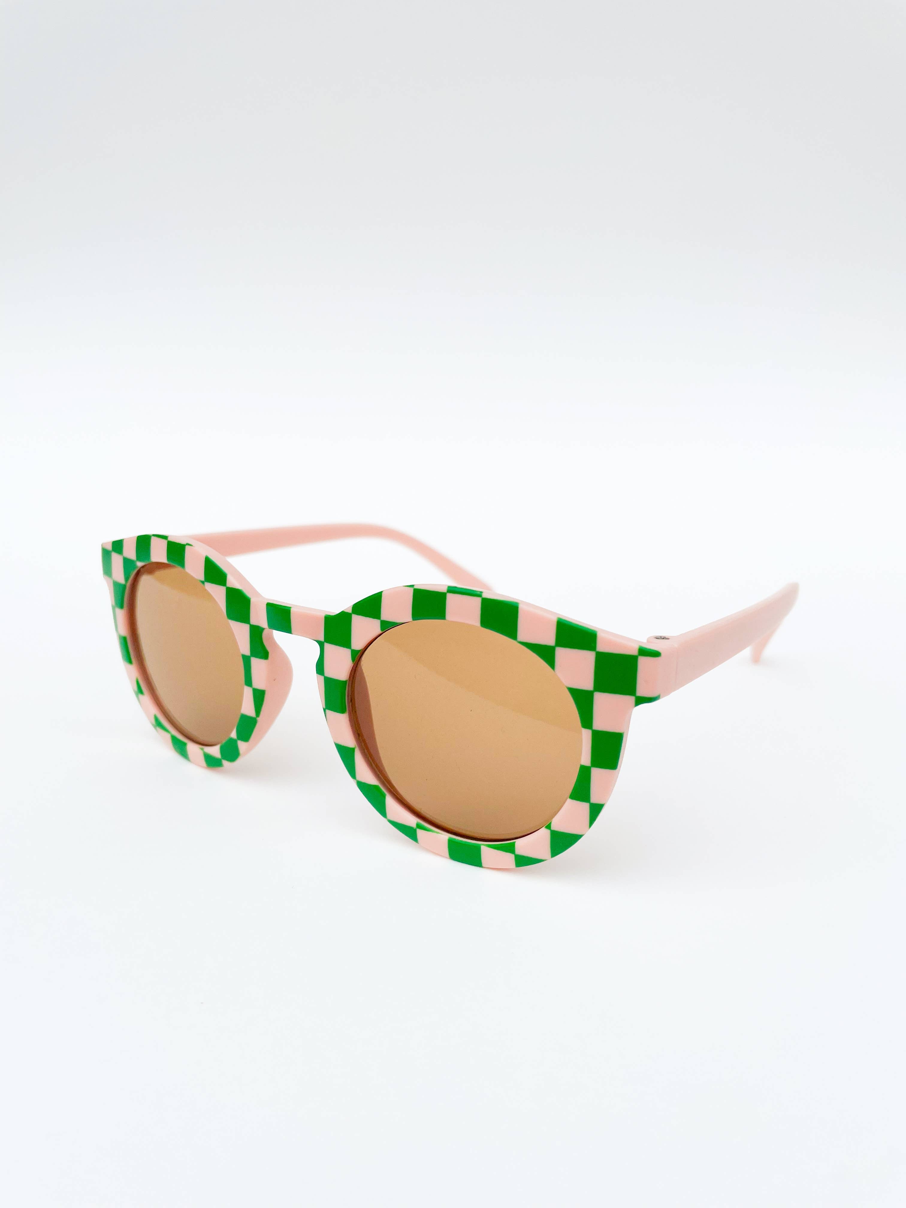 Blush & Green Check Sunglasses for Kids/Toddler