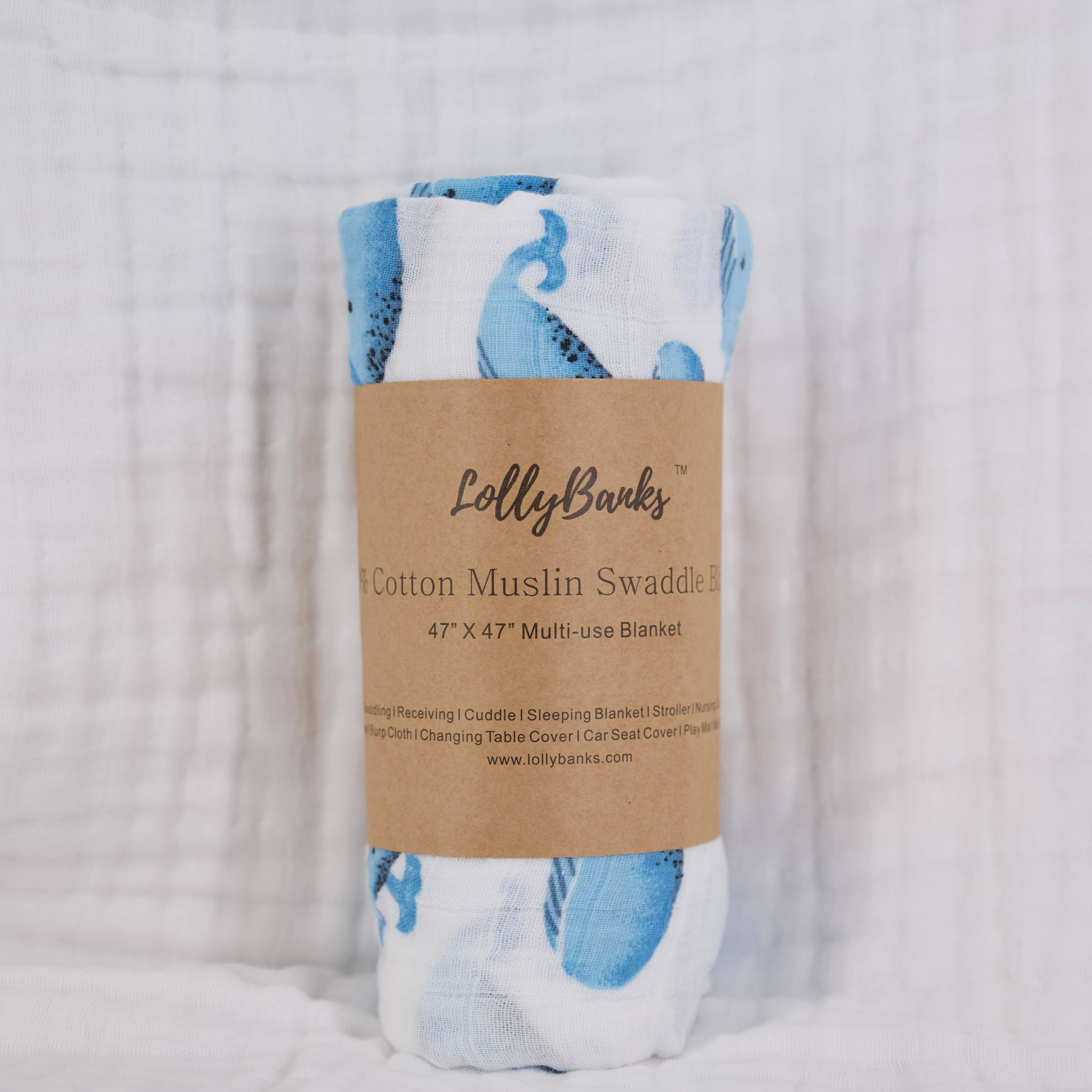 Whale, Whale, Whale Muslin Swaddle