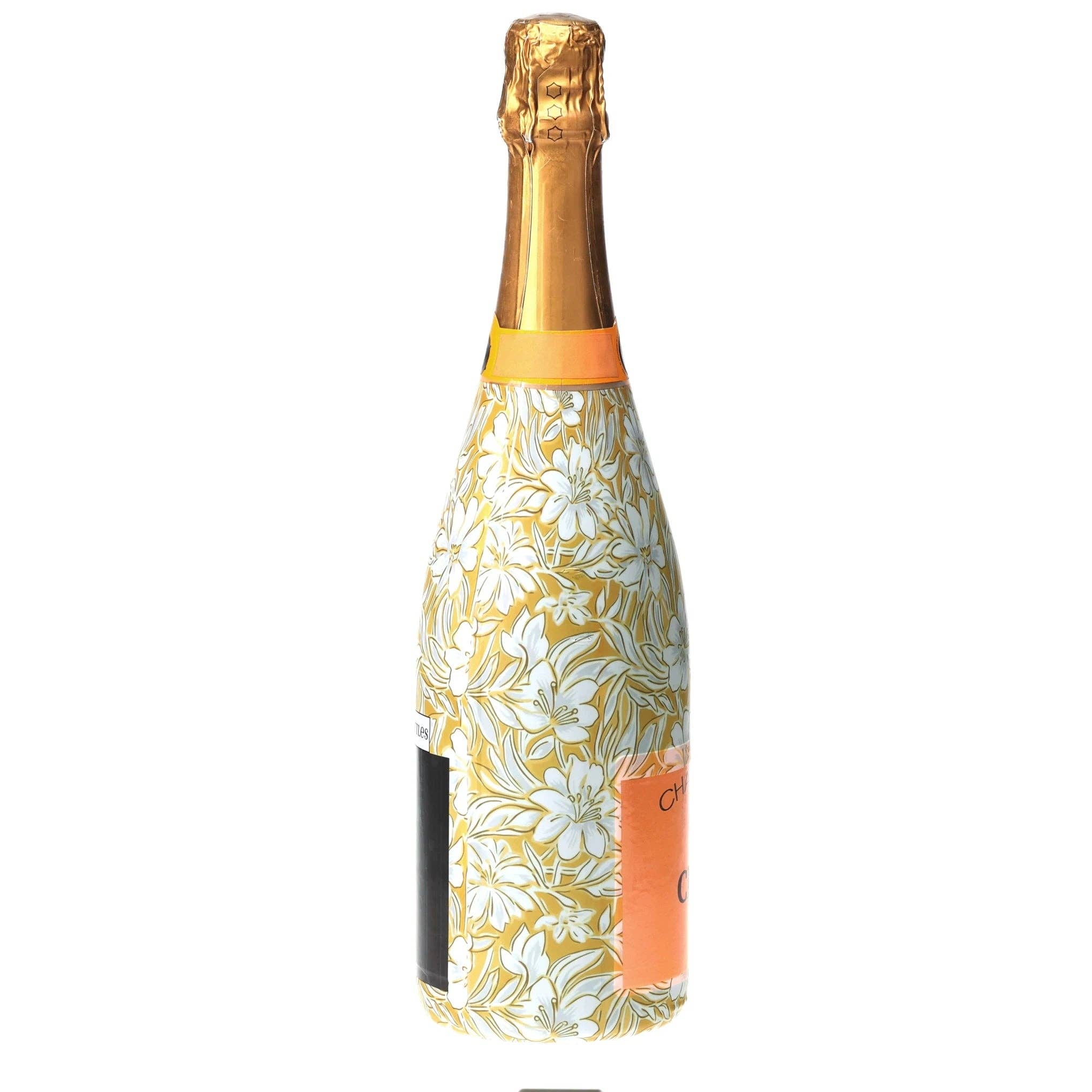 Grandmillennial Gold Flower Champagne Bottle Wrap