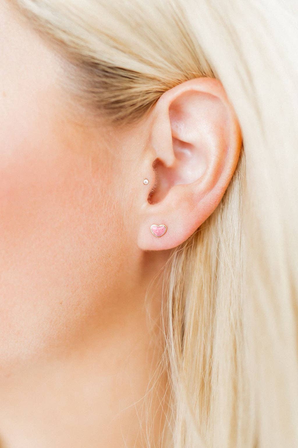 Pink Nora Heart Screwback Stud Earrings