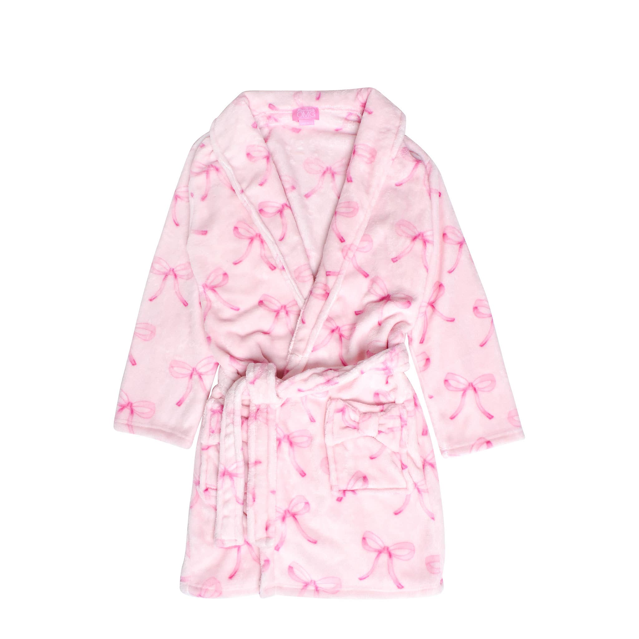 Pink Bow Print Fleece Robe