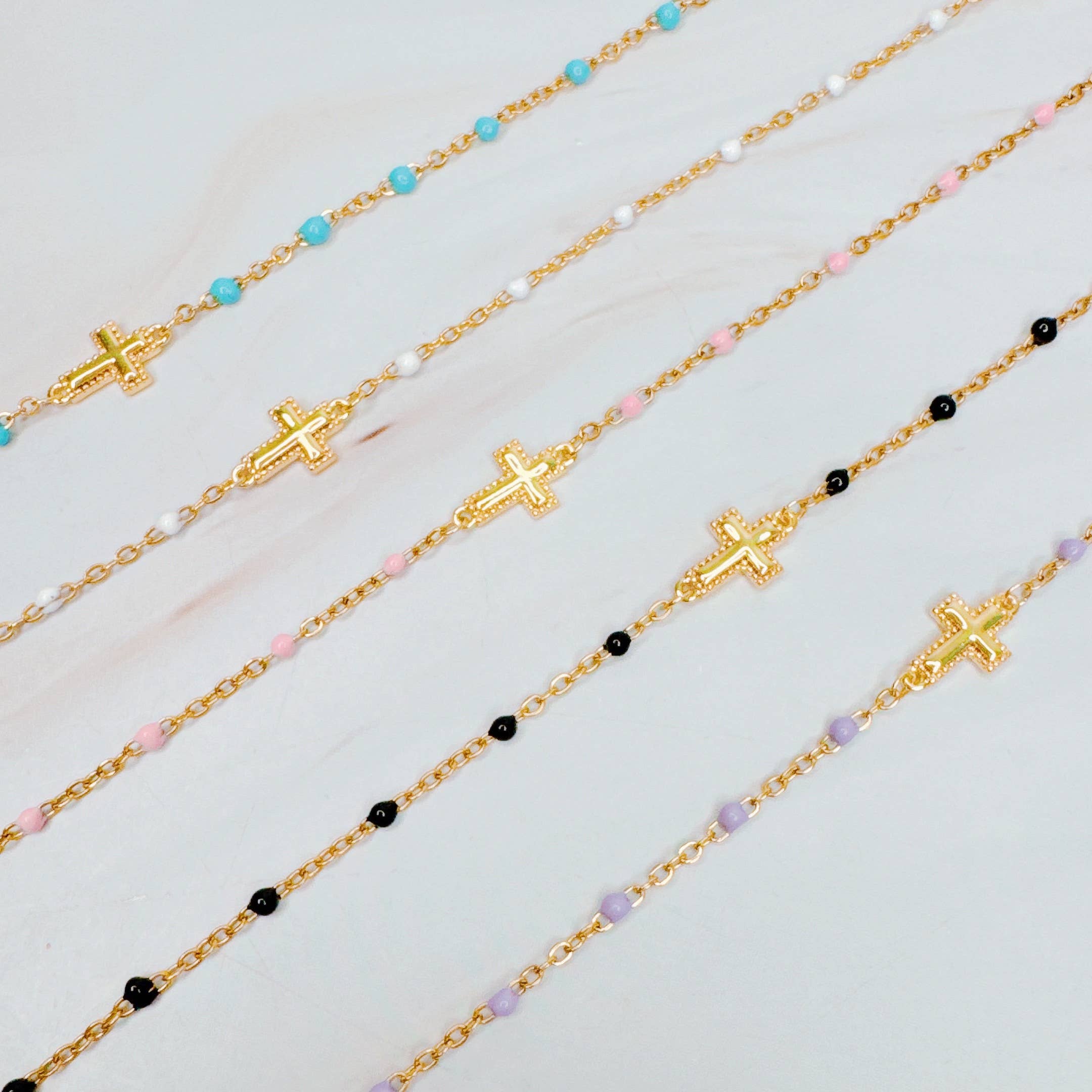 Dainty Dots Cross Bracelet