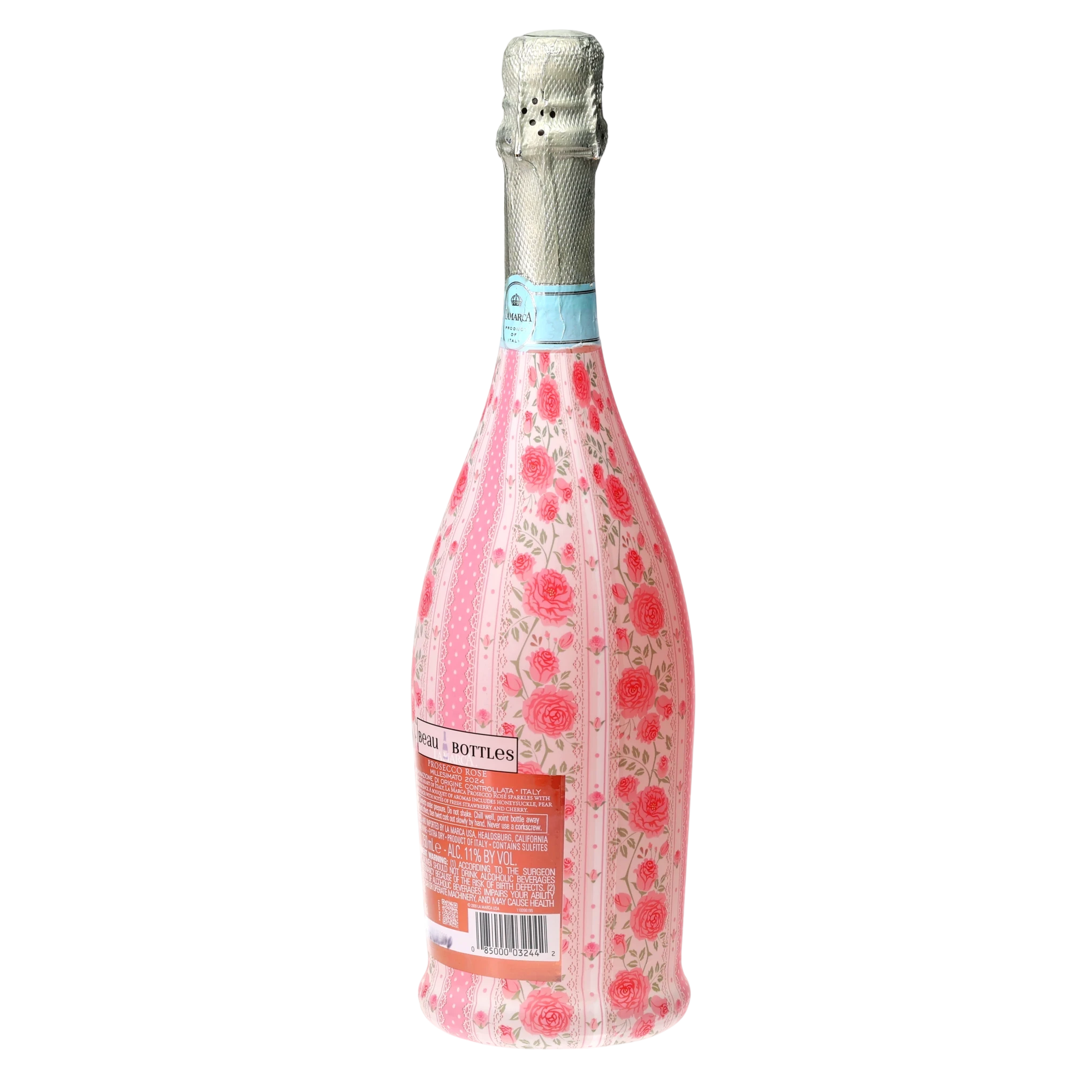 Pink Chateau Rose Stripe Prosecco Bottle Wrap