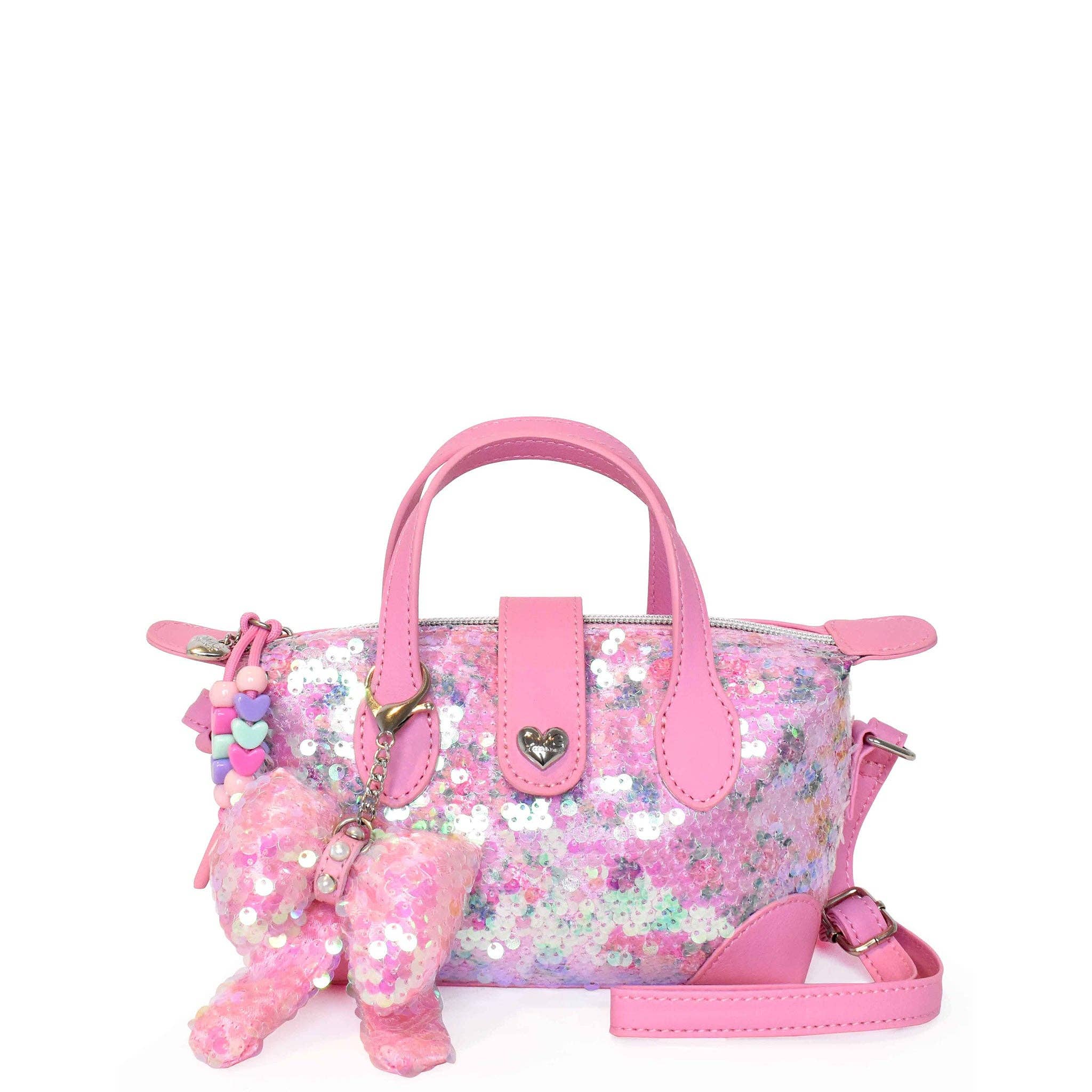 Sequin Floral Mini Pouchette with Charm