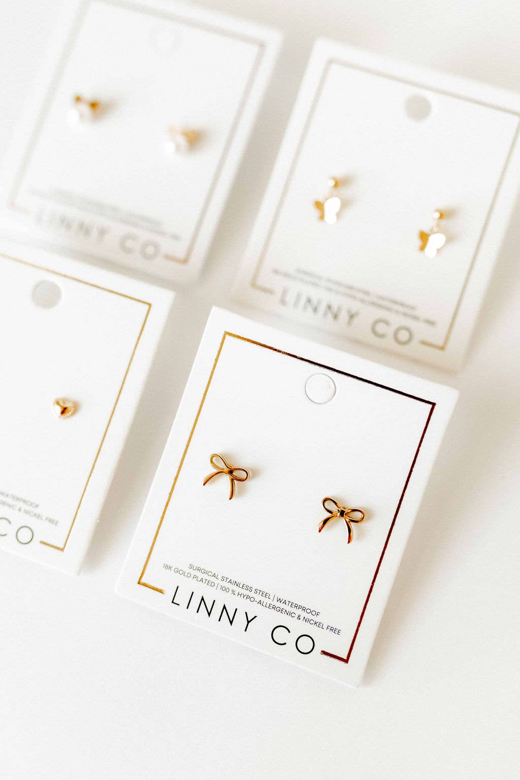 Gold Sadie Bow Screwback Stud Earrings