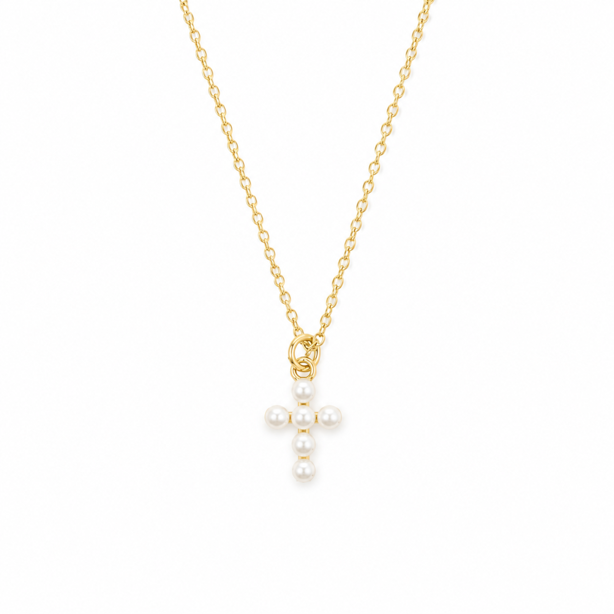 Shell Pearl Cross Necklace
