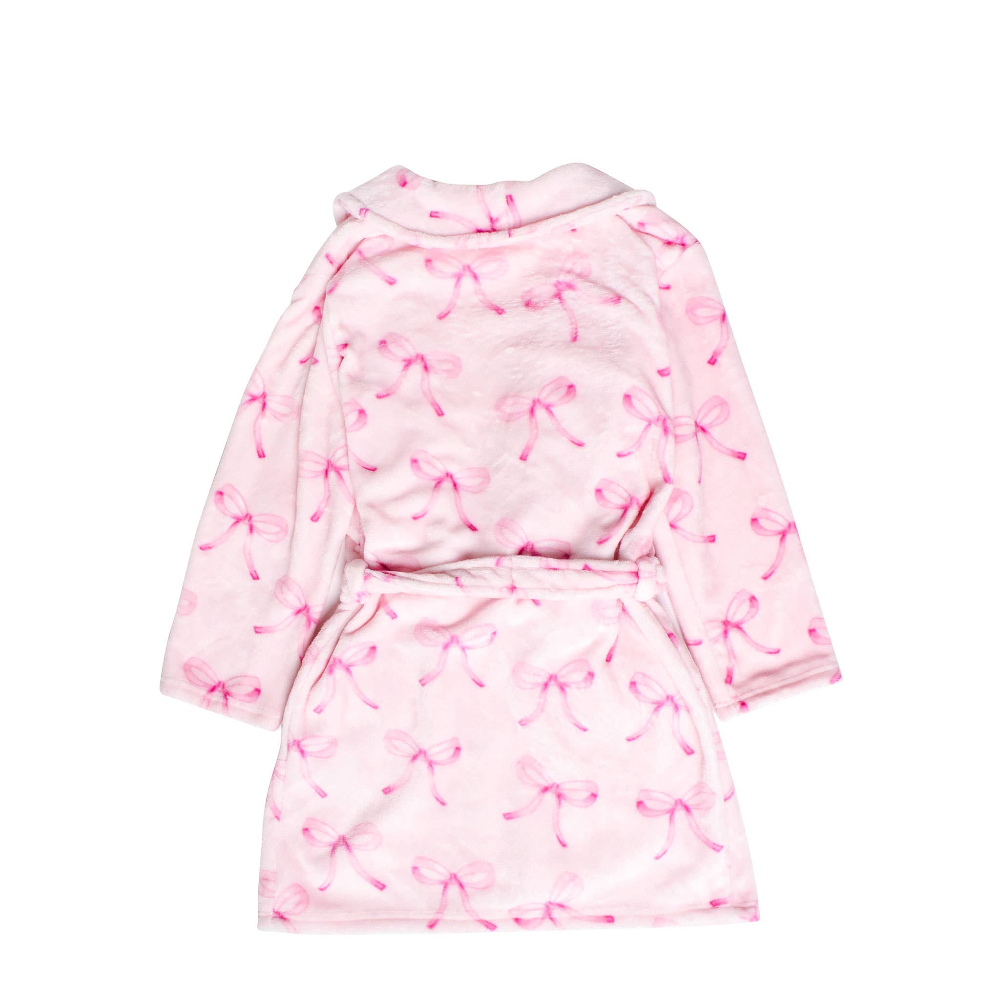 Pink Bow Print Fleece Robe