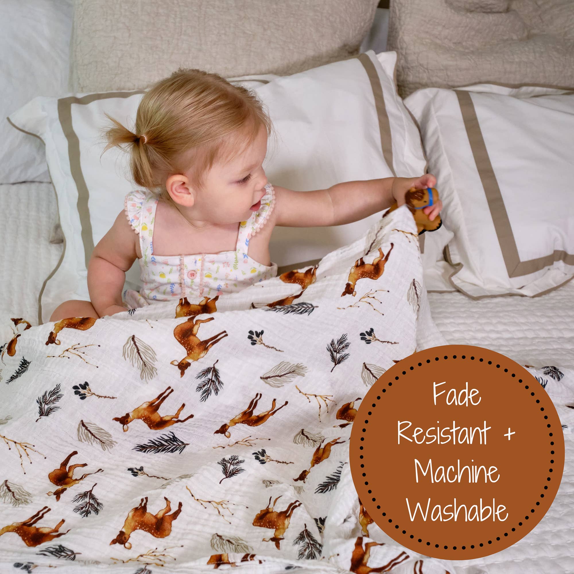 Oh Deer Muslin Swaddle Blanket