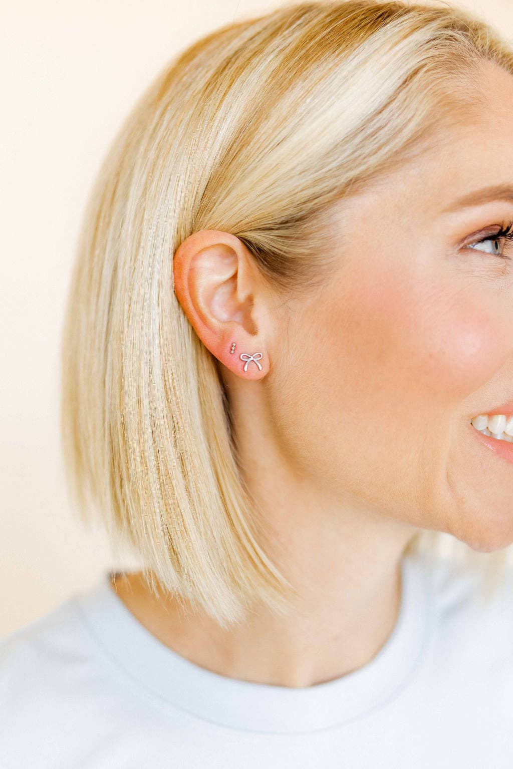 Silver Sadie Bow Screwback Stud Earrings