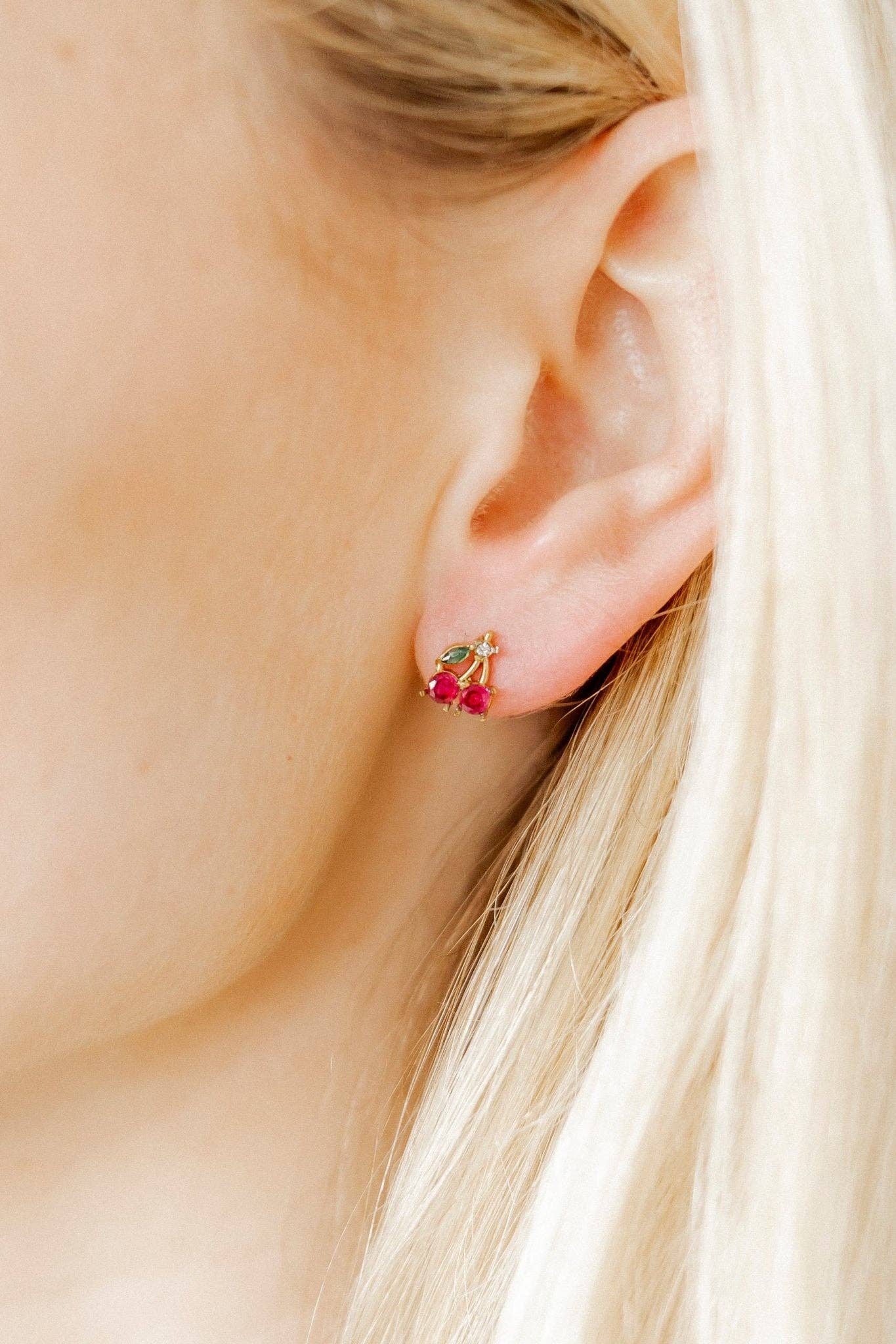 Cherry Screwback Stud Earrings