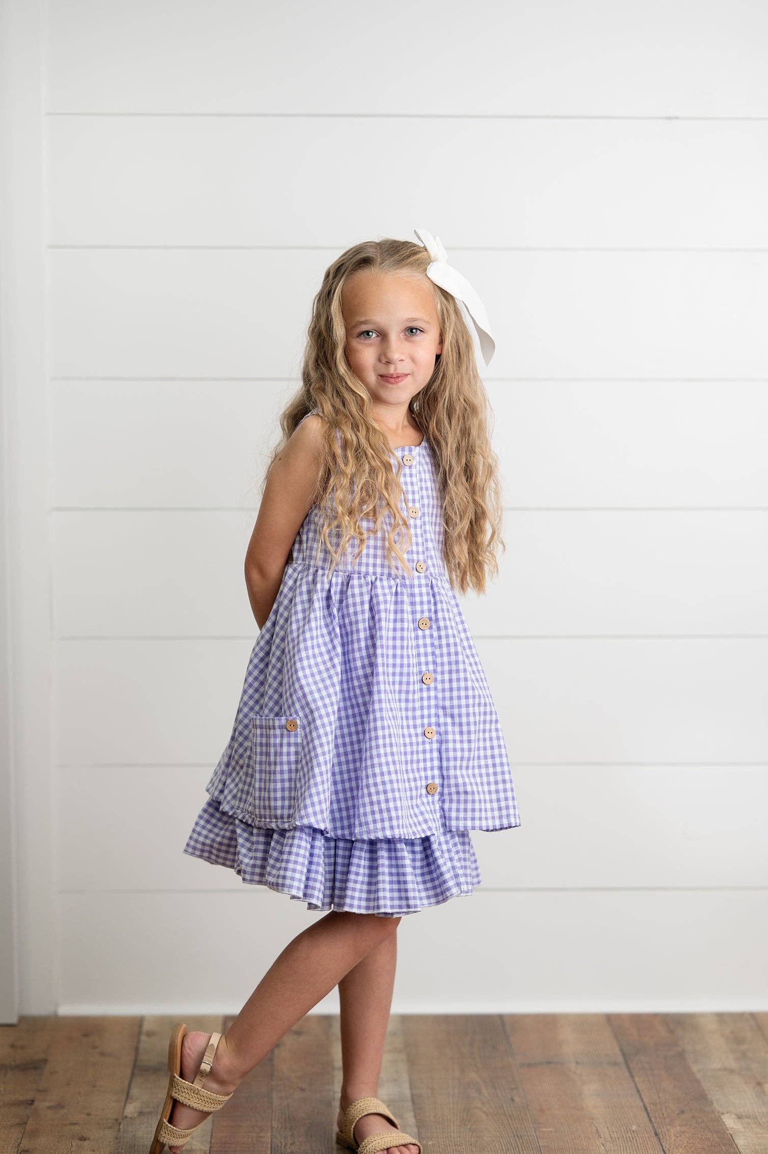 Lavender Gingham Pocket Dress