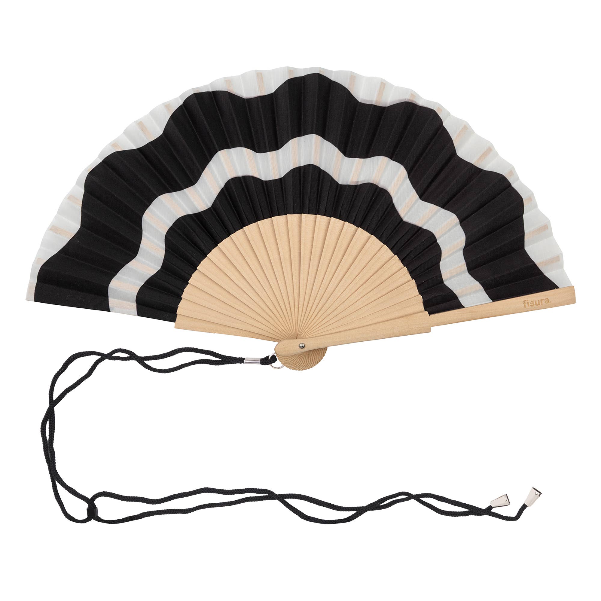 Black and White Waves Hand Fan