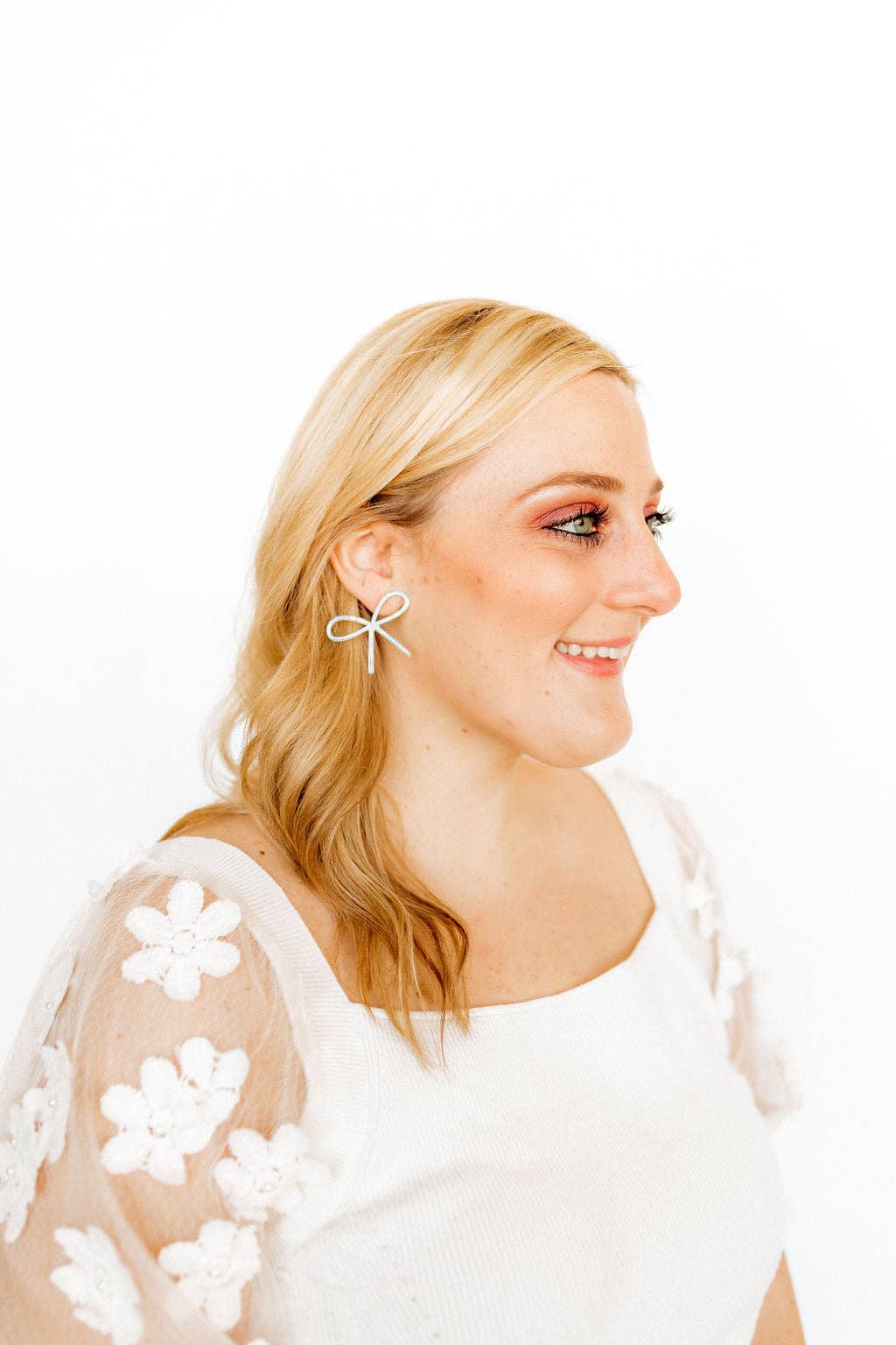 Teal Sprinkles Lola Bow Earrings