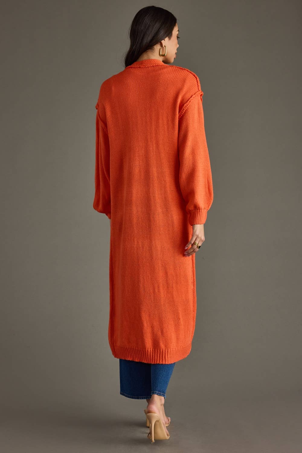 Bright Orange Duster Cardigan