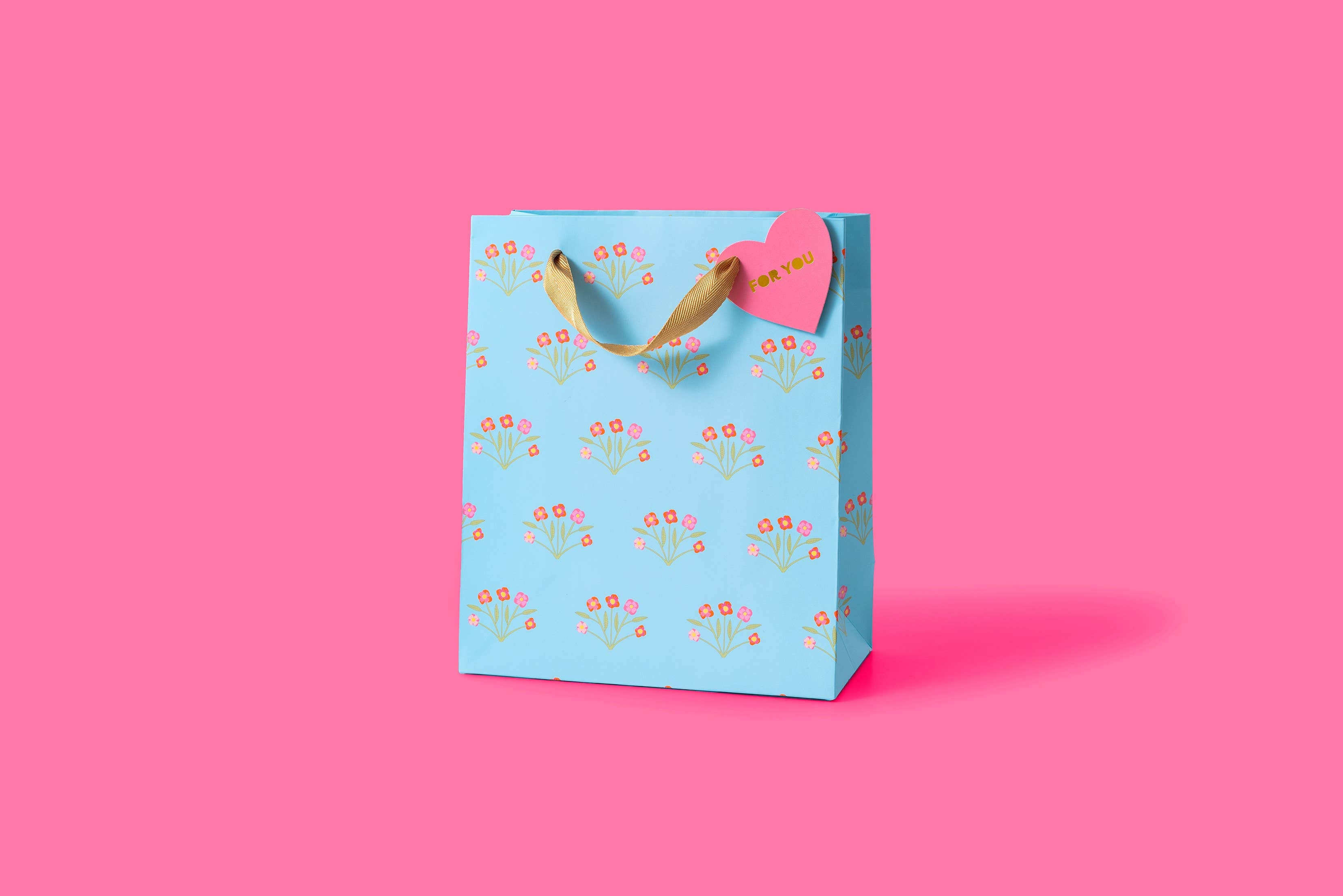 Blue w/ Bouquets Gift Bags - Large