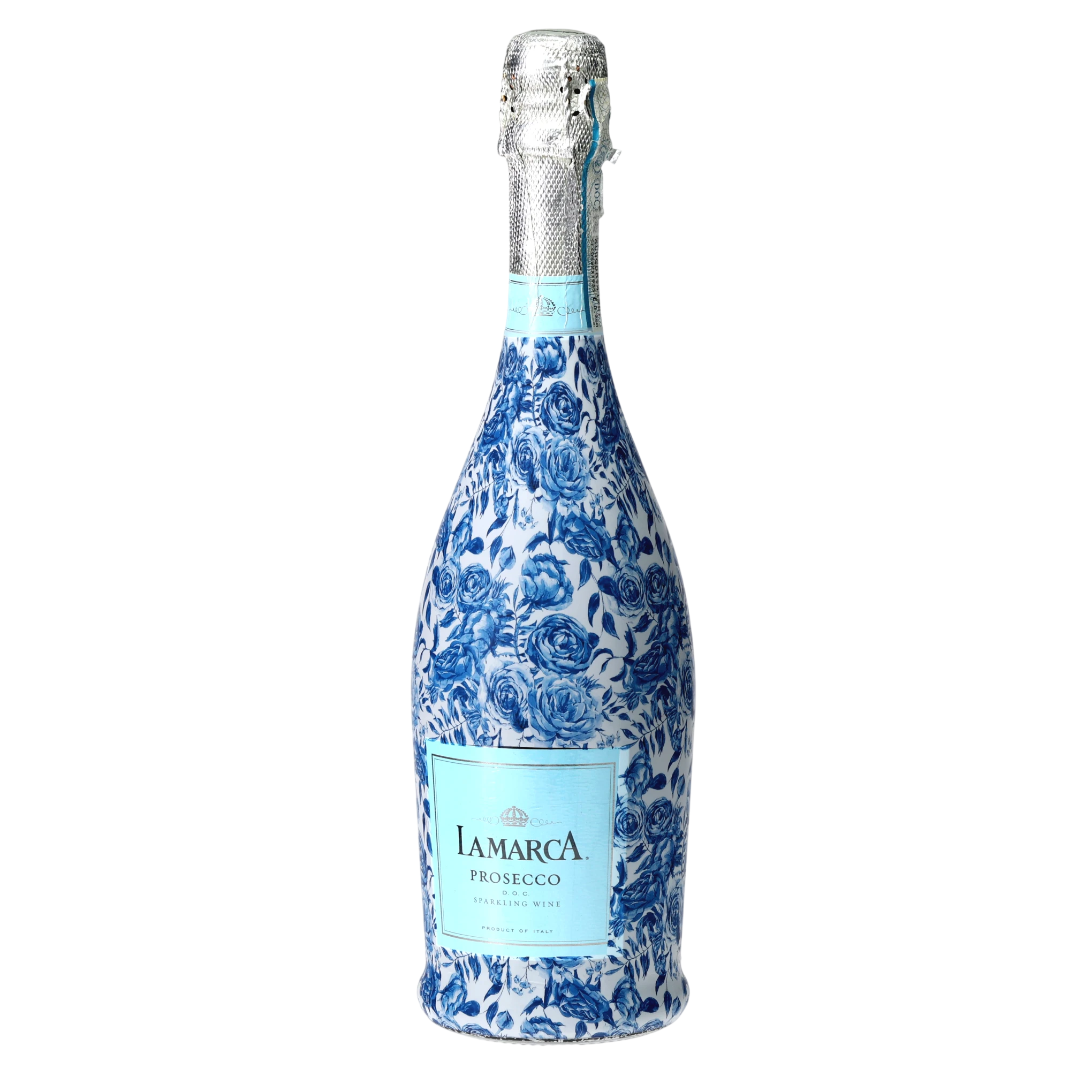 Blue Porcelain Roses Prosecco Bottle Wrap