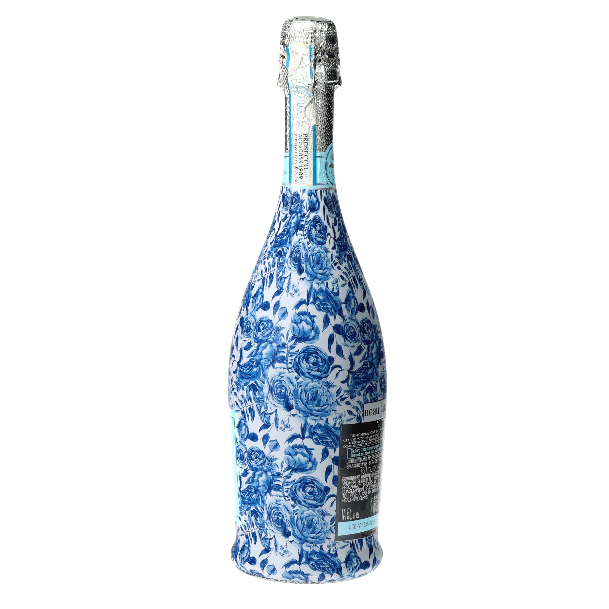 Blue Porcelain Roses Prosecco Bottle Wrap