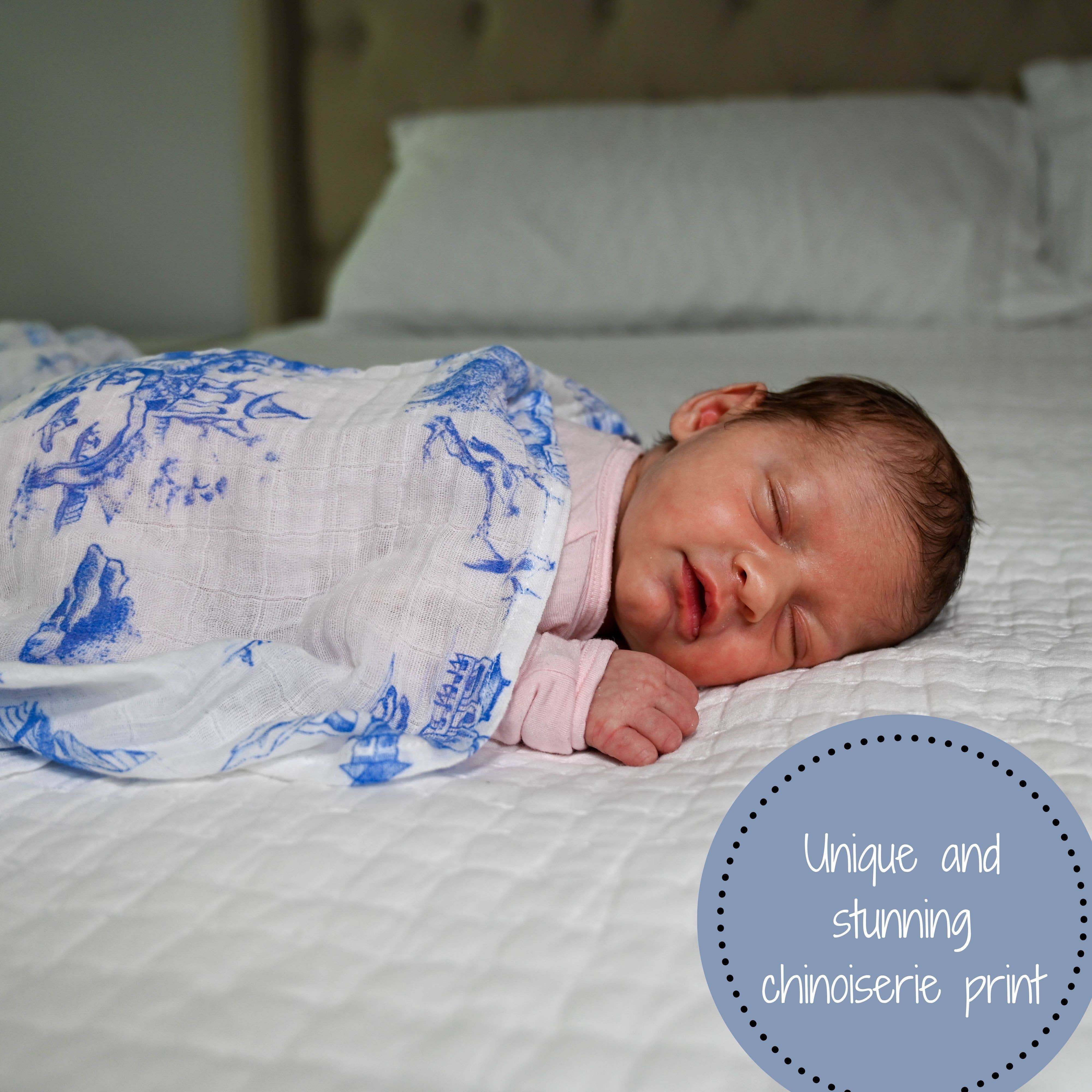 Chinoisserie Muslin Swaddle Blanket