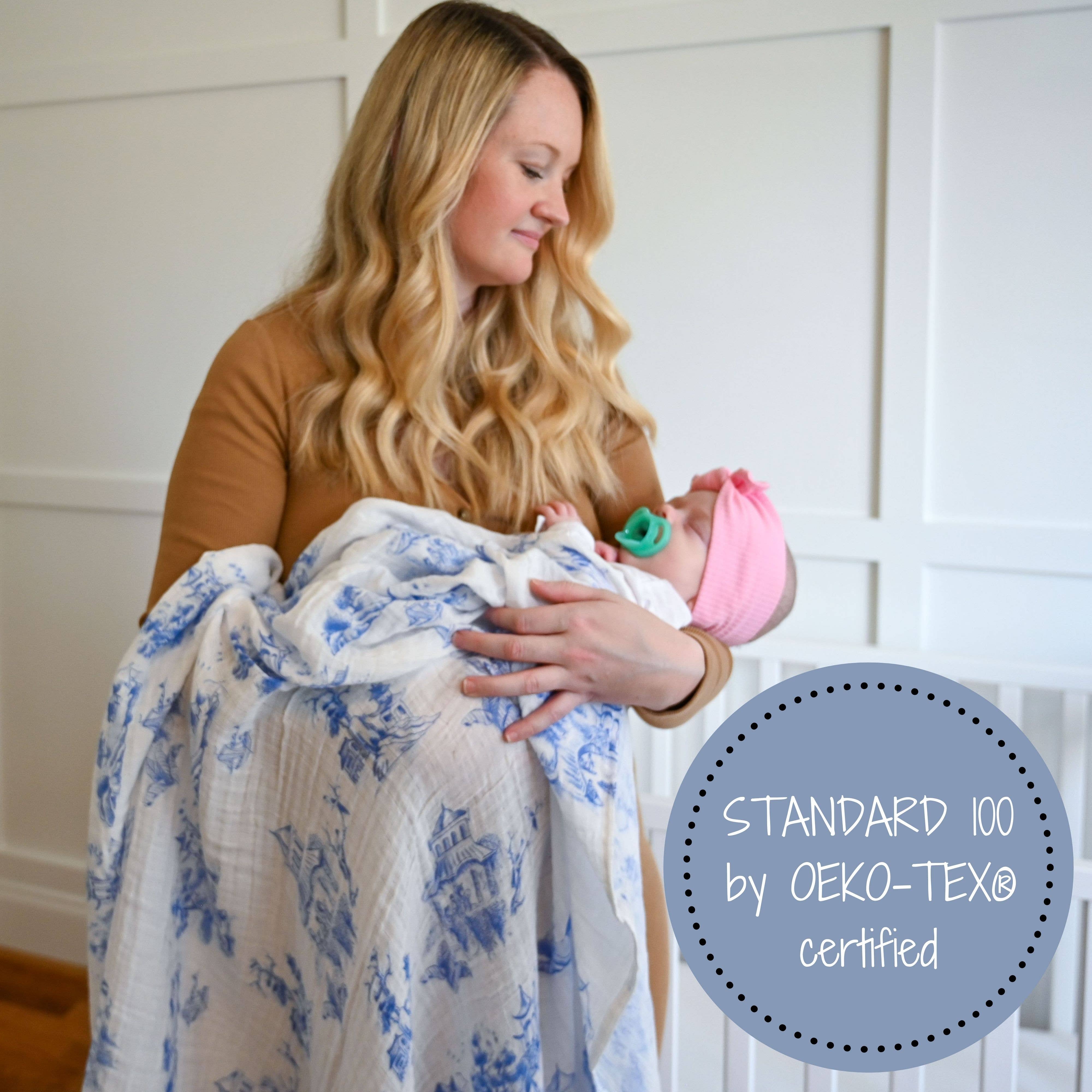 Chinoisserie Muslin Swaddle Blanket