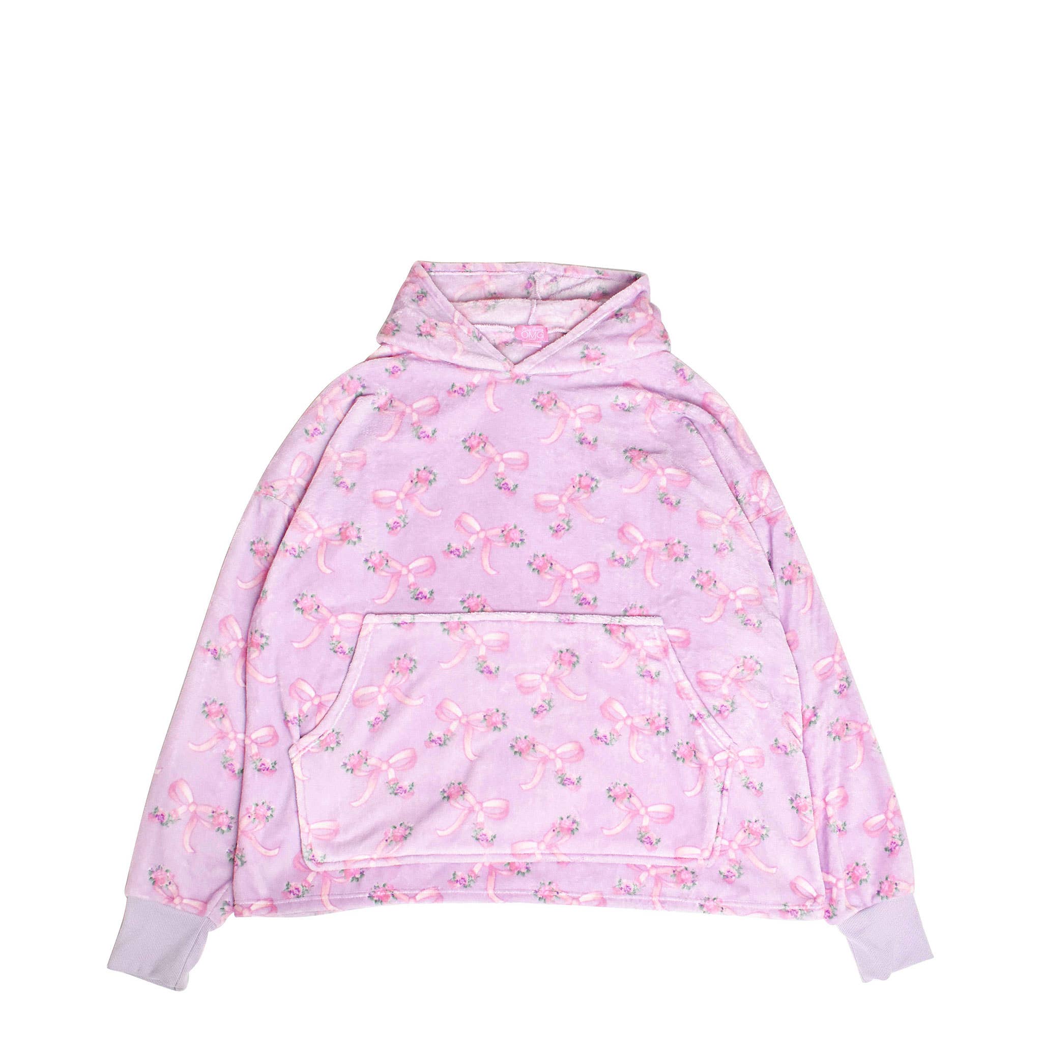Orchid Floral Bows Fleece Oversized Blanket Hoodie