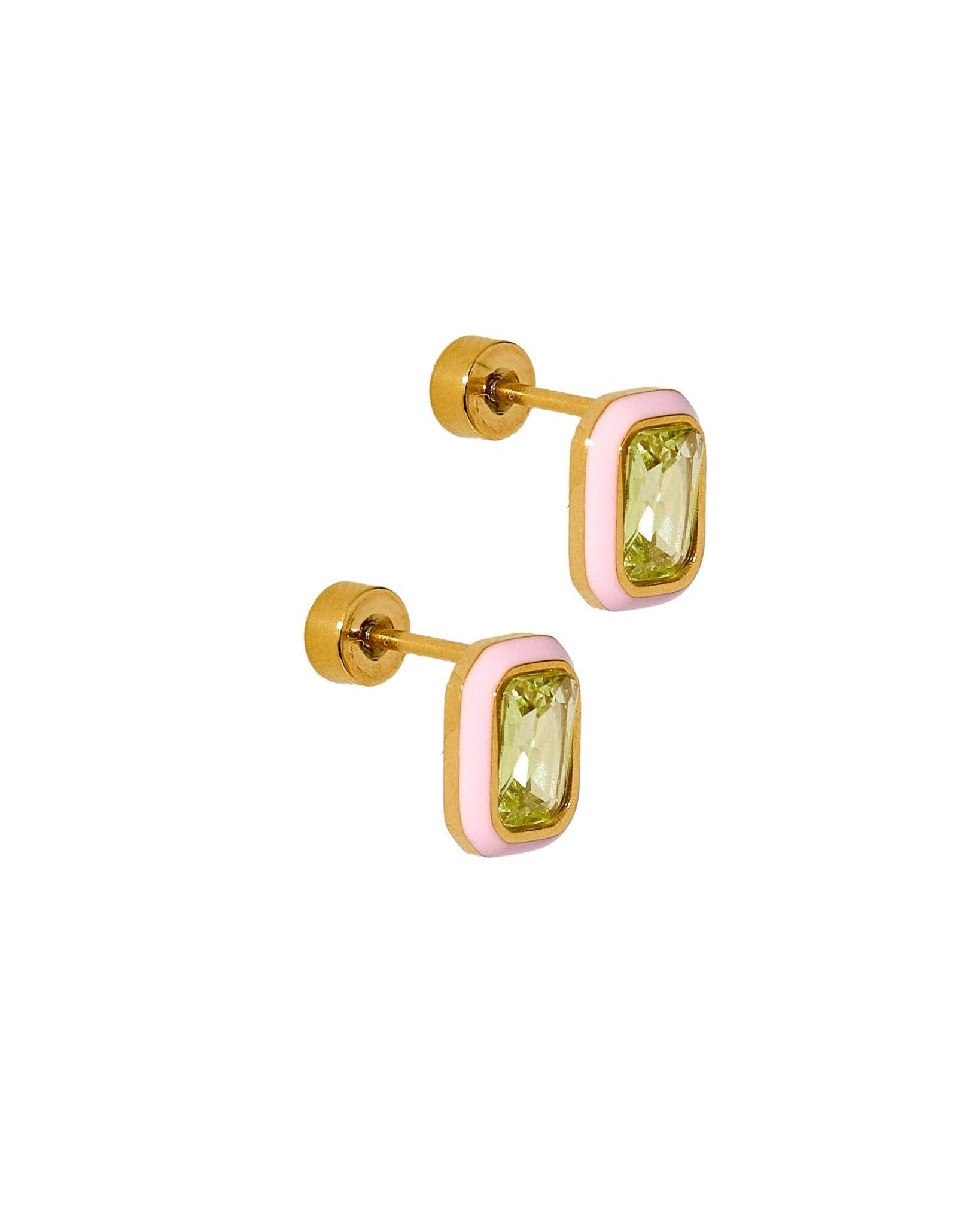 Whitney Pink Apple Screwback Stud Earrings