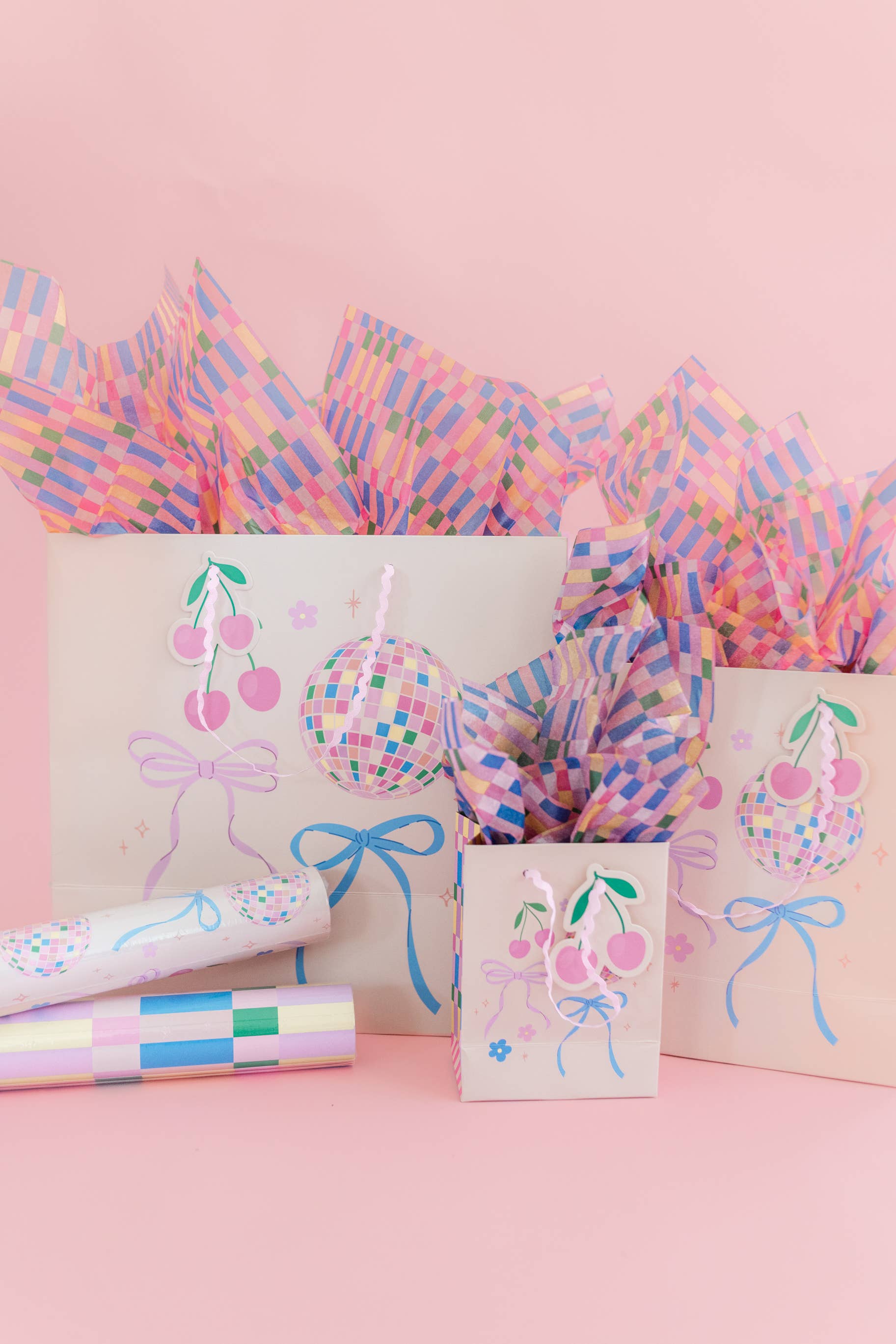 Disco Ball + Cherry Bows Gift Bag - Medium