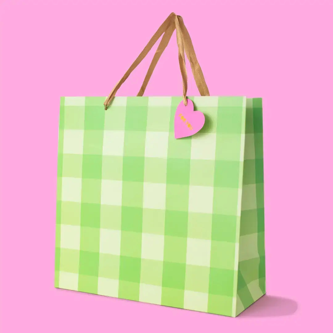 Green Gingham Gift Bags -  Large