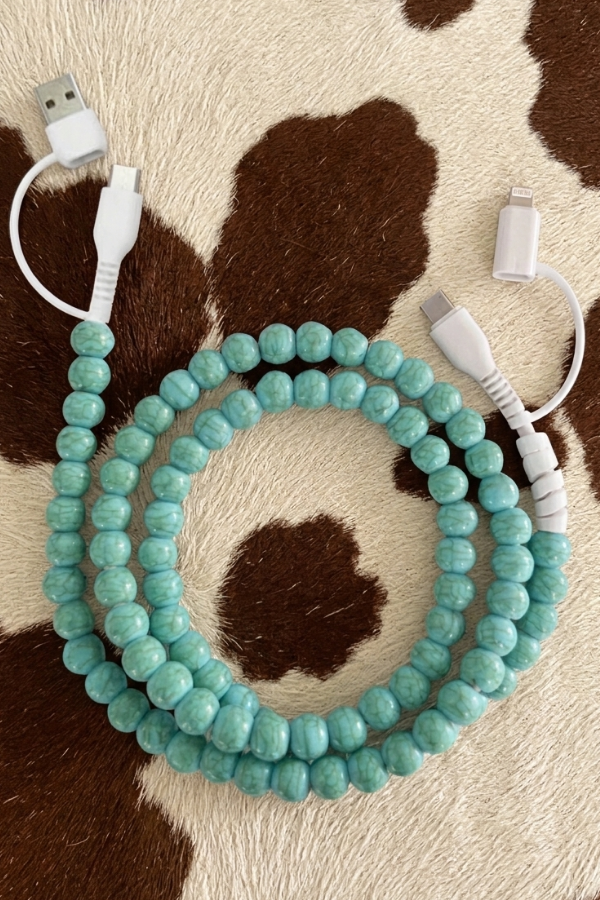 Turquoise Beaded Charging Cord