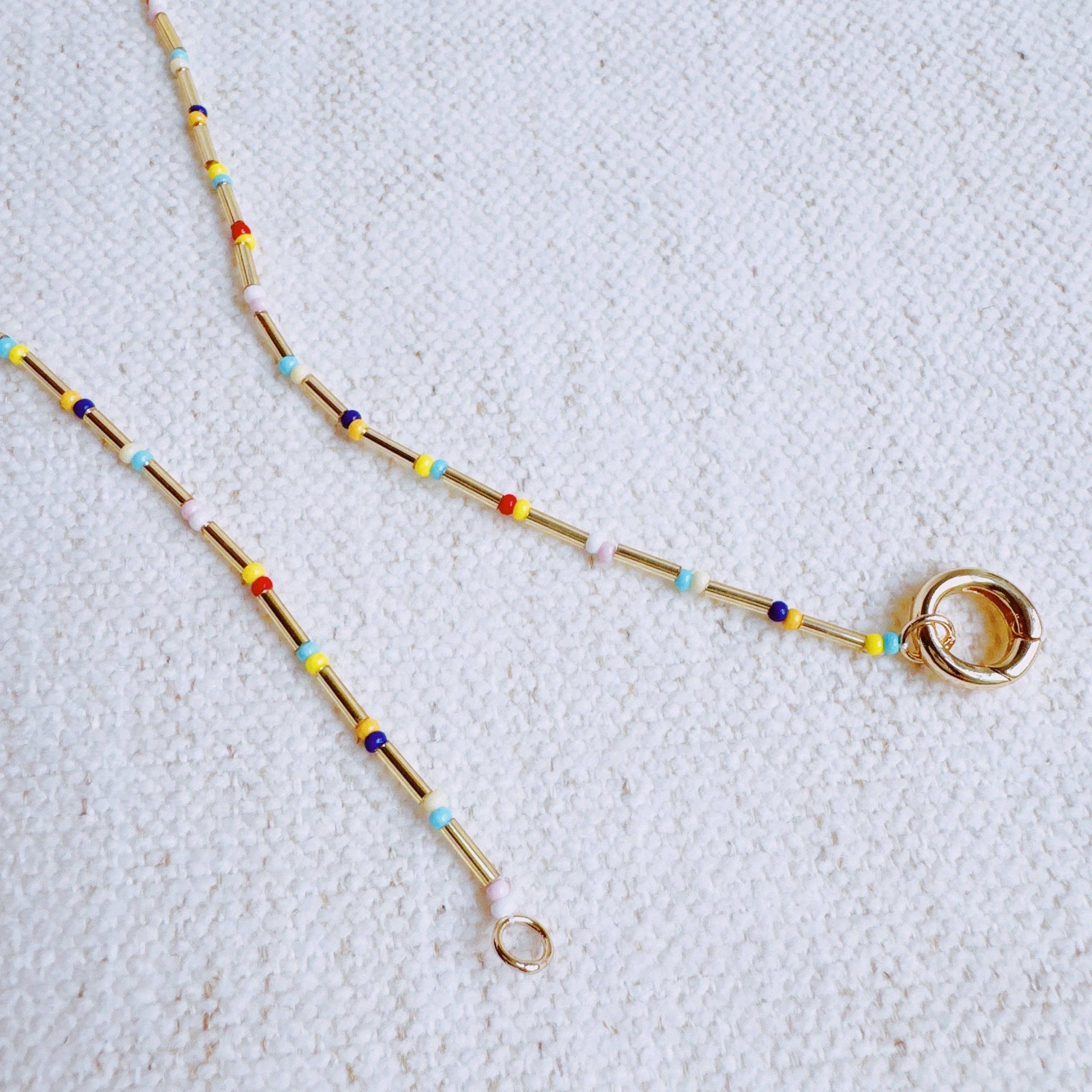 Dainty Color Bead Front Lock Necklace