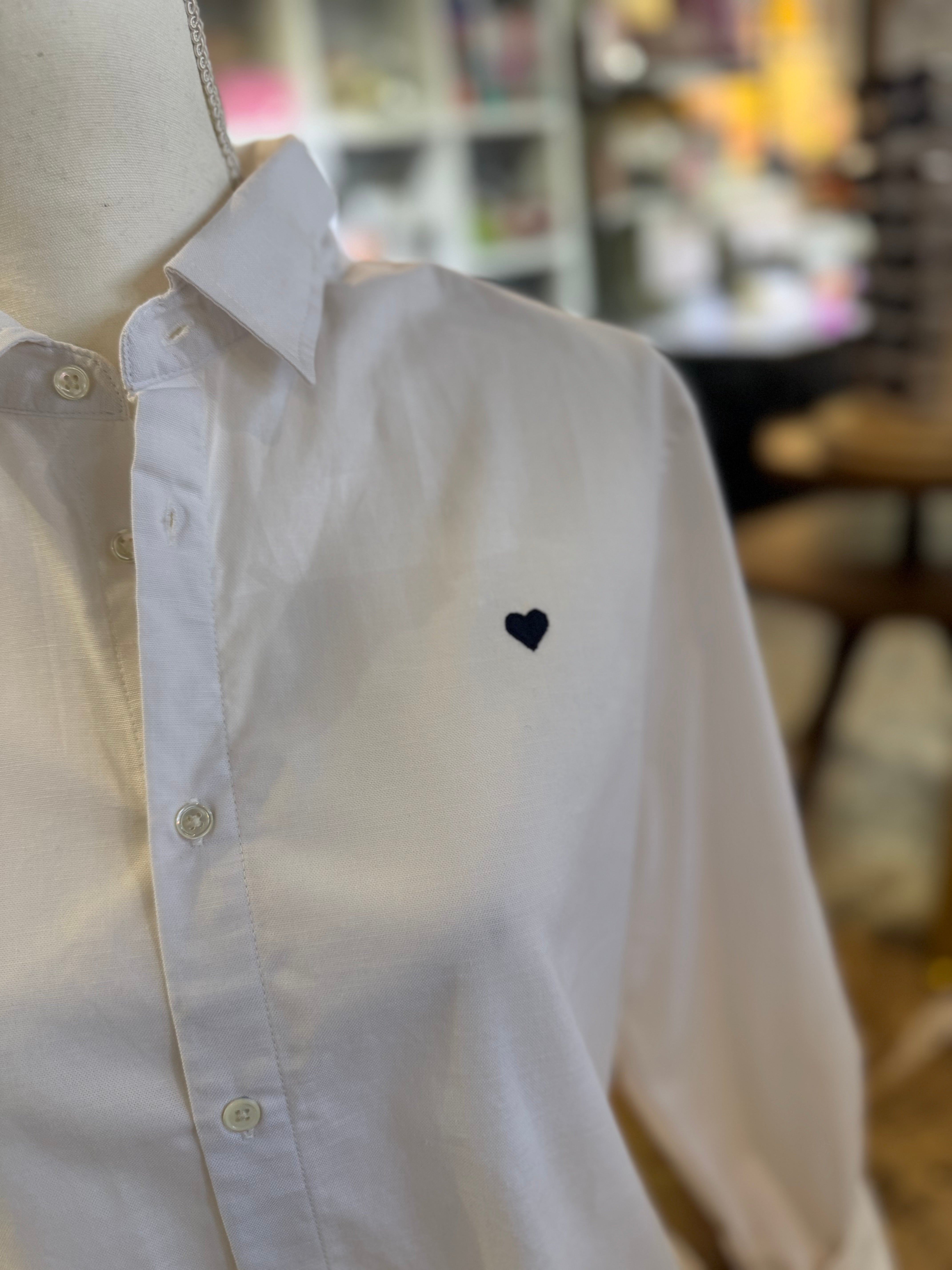 White Dylan Heart Oxford