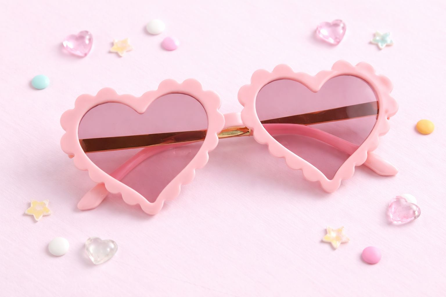 Pink Scallop Heart Sunglasses