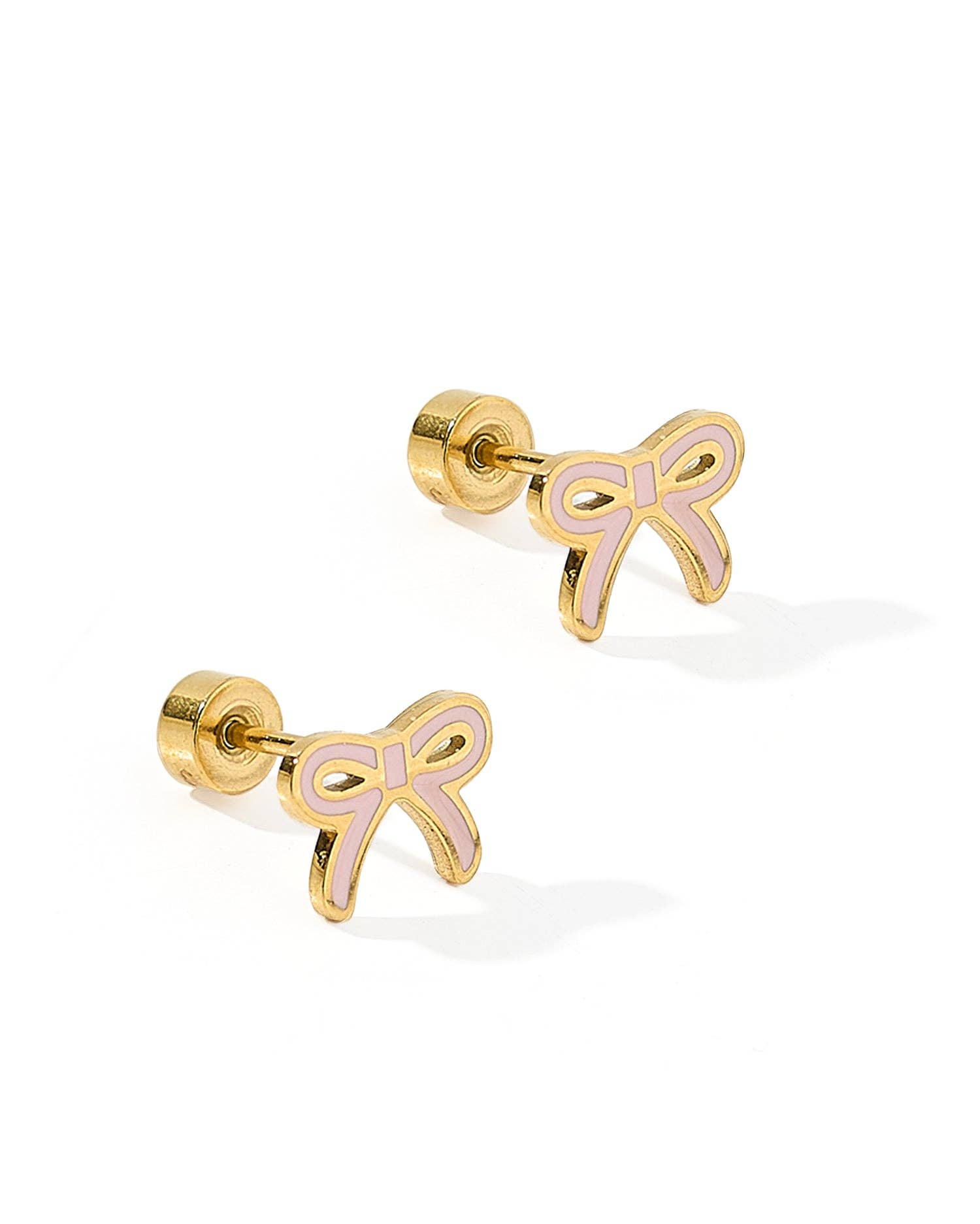 Light Pink Sadie Bow Screwback Stud Earrings