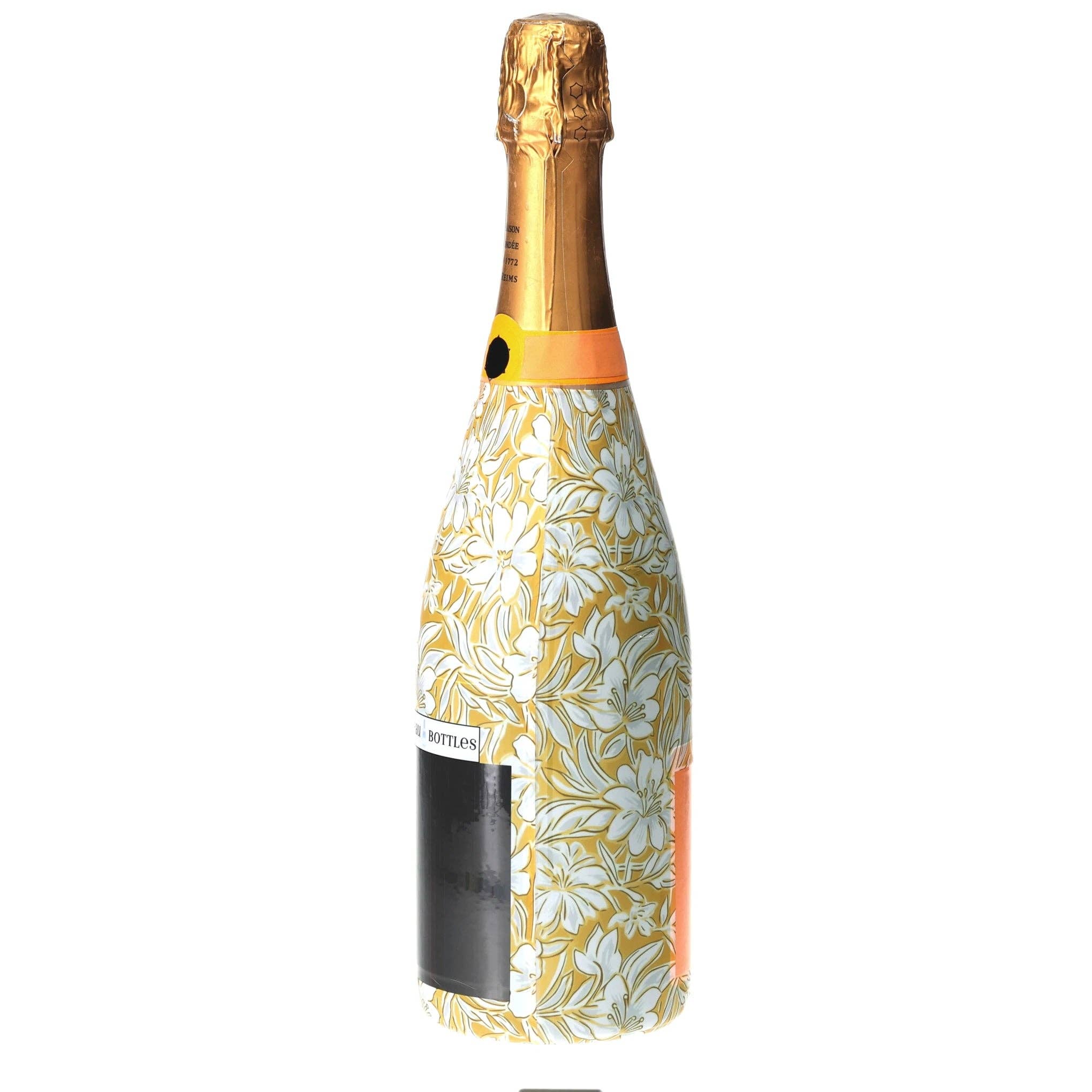 Grandmillennial Gold Flower Champagne Bottle Wrap
