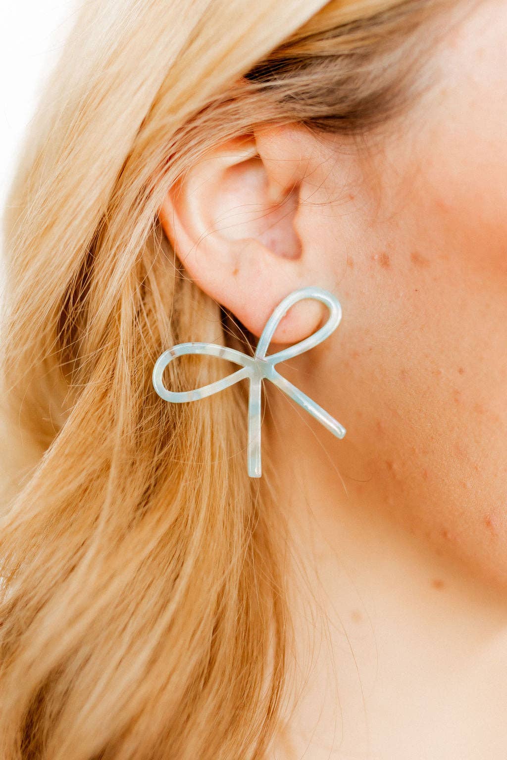 Teal Sprinkles Lola Bow Earrings