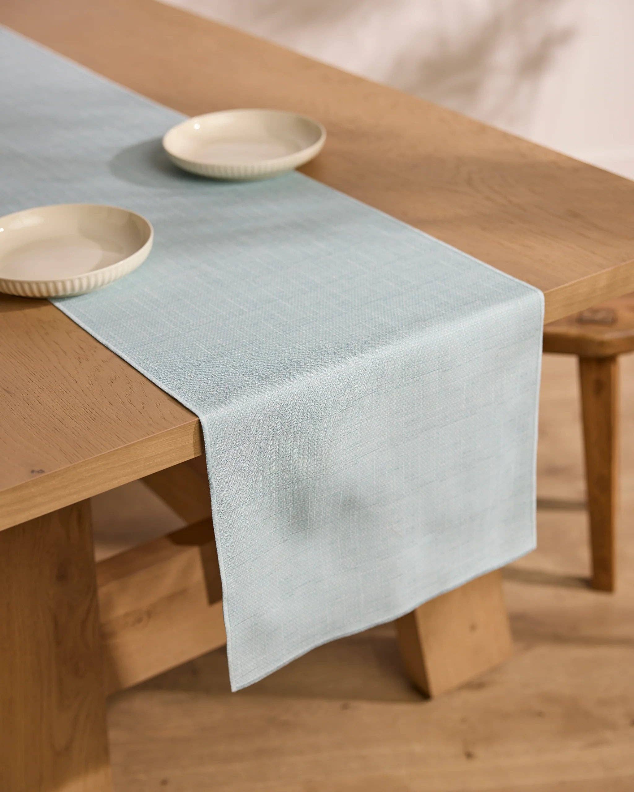 Chambray Light Blue Table Runner - 16" x 120"