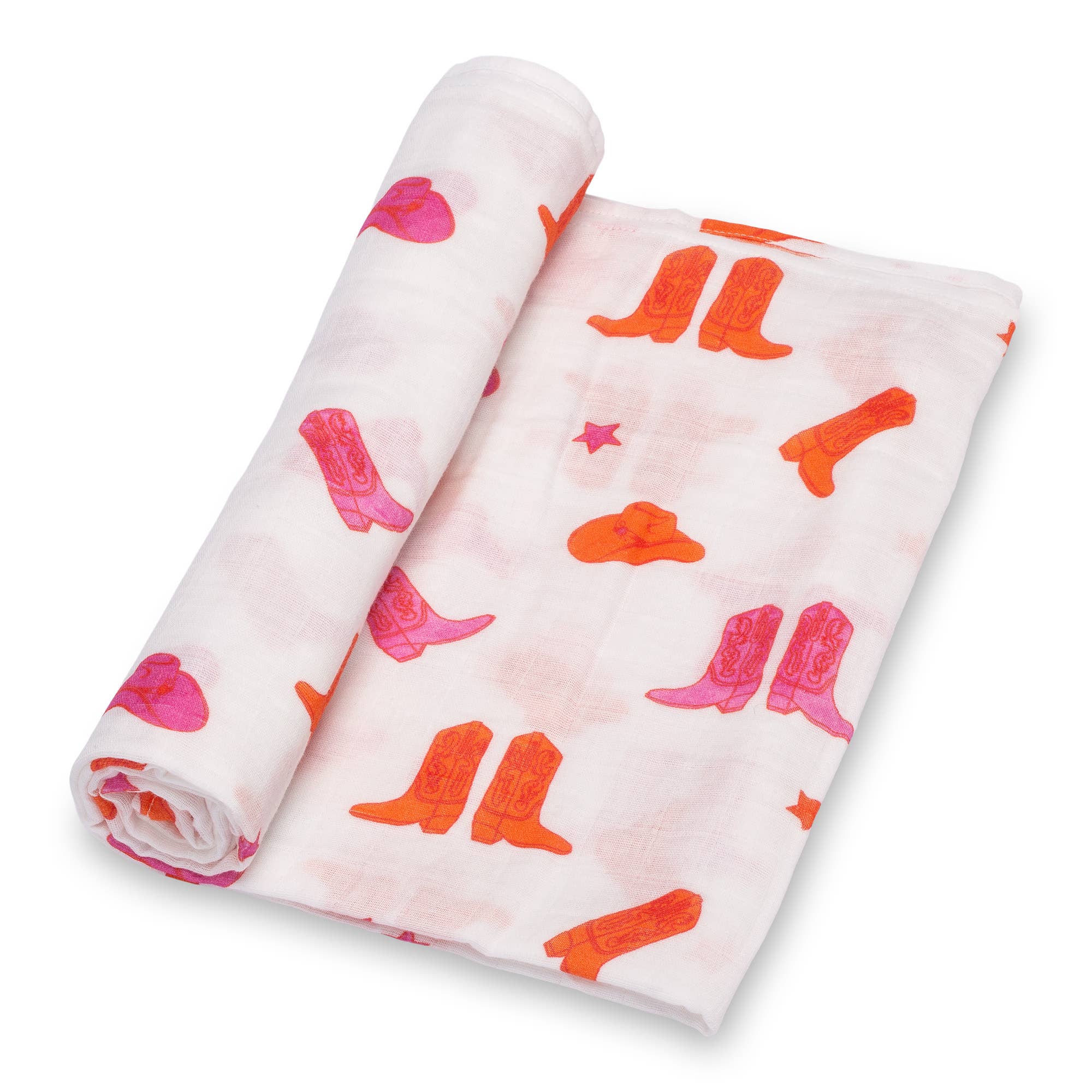 Pink Boots Muslin Swaddle Blanket