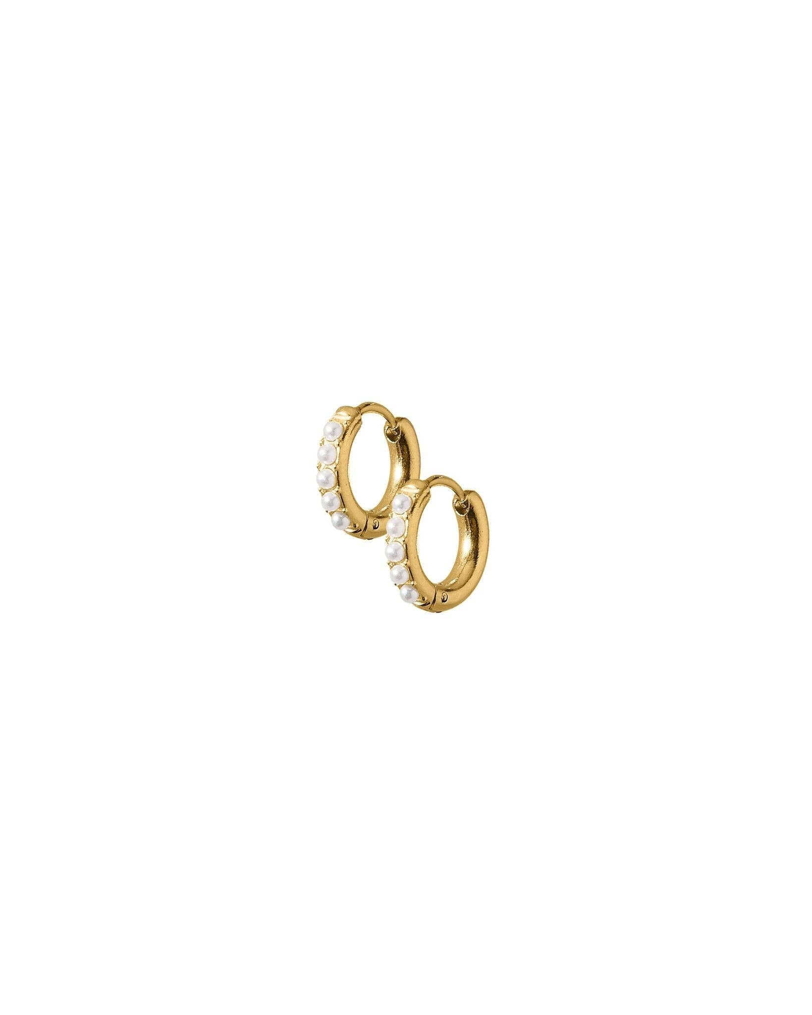 Scarlett 8mm Gold Pearl Huggie Earrings