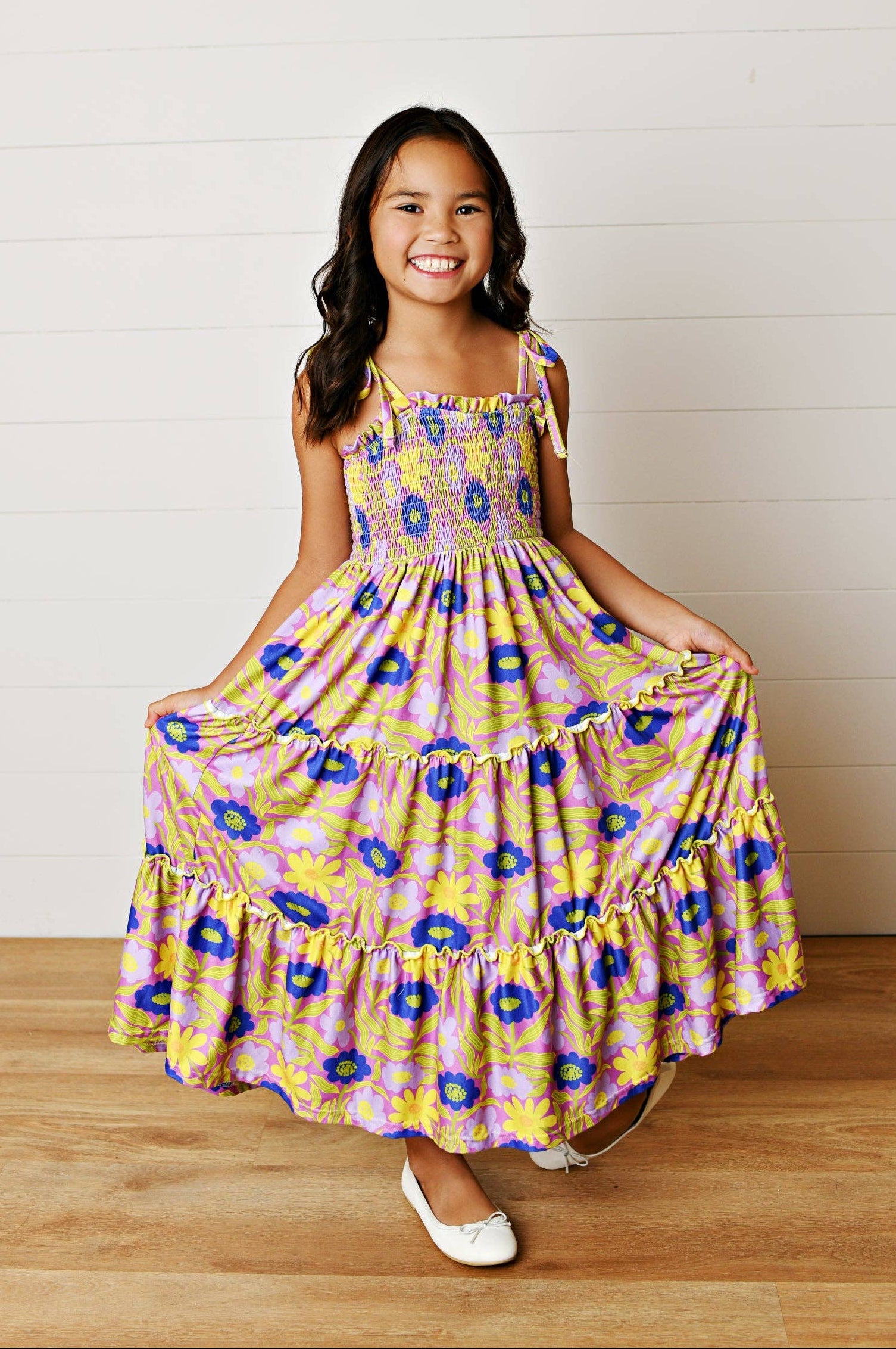 Leilani Lavender Floral Tiered Maxi Dress