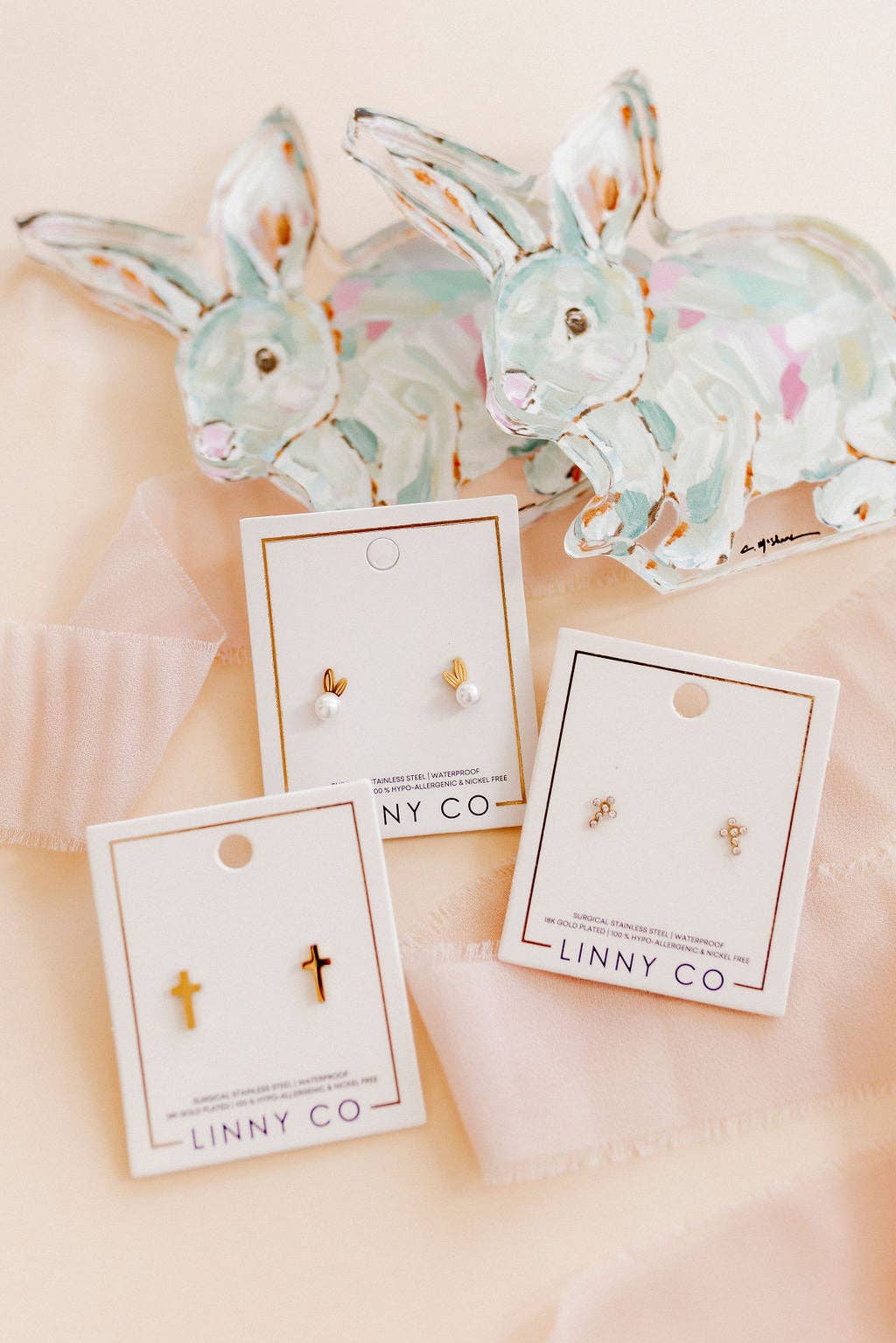 Gold Sparkle Clara Cross Screwback Stud Earrings