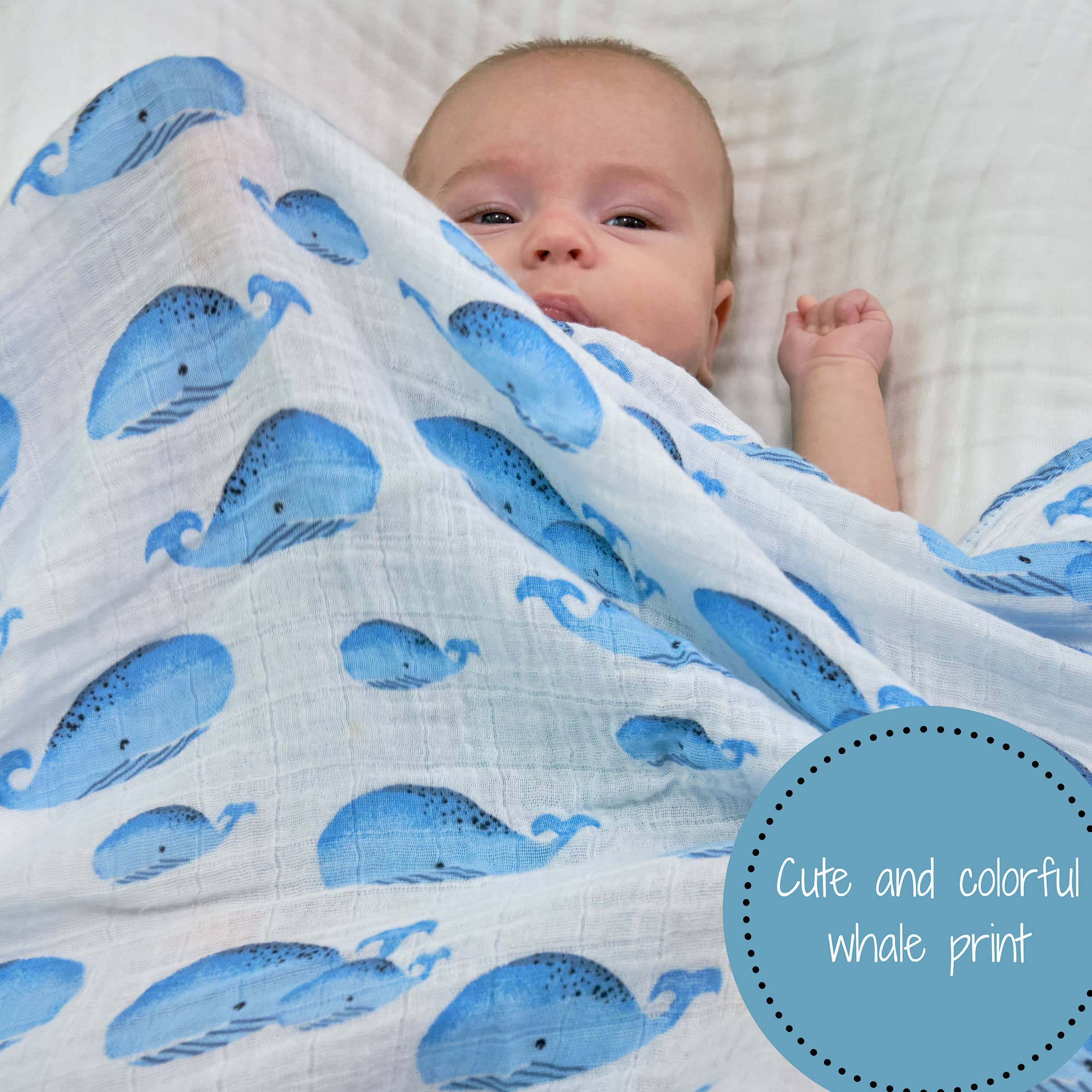 Whale, Whale, Whale Muslin Swaddle