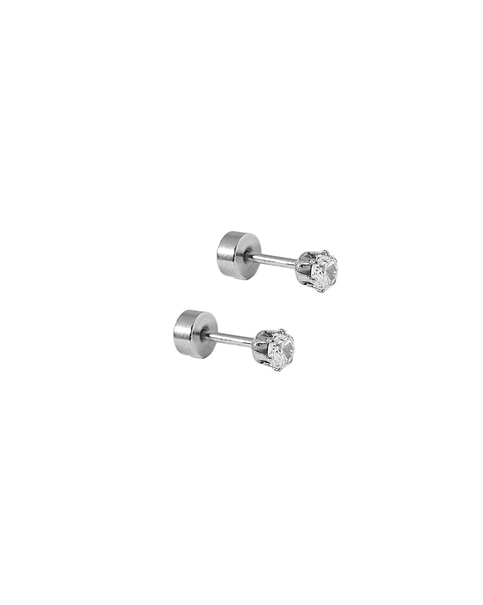 Micro Helen Silver Screwback Stud Earrings