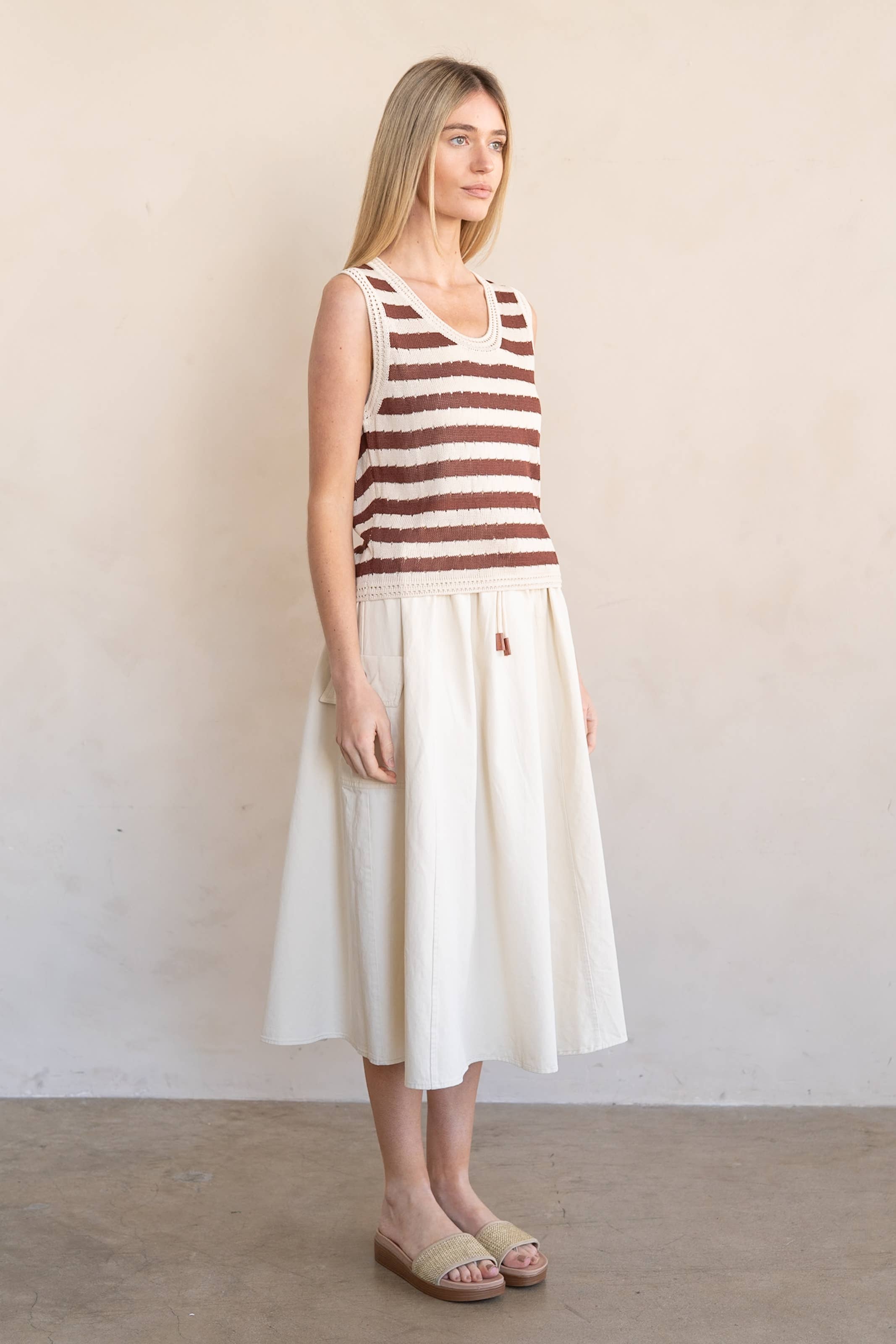 Brown Stripe Crochet Sweater Vest