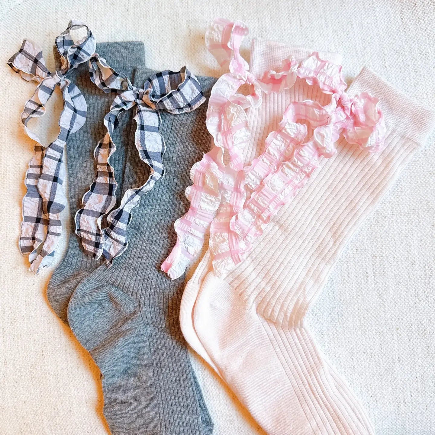 Plaid Ruffle Bow Socks