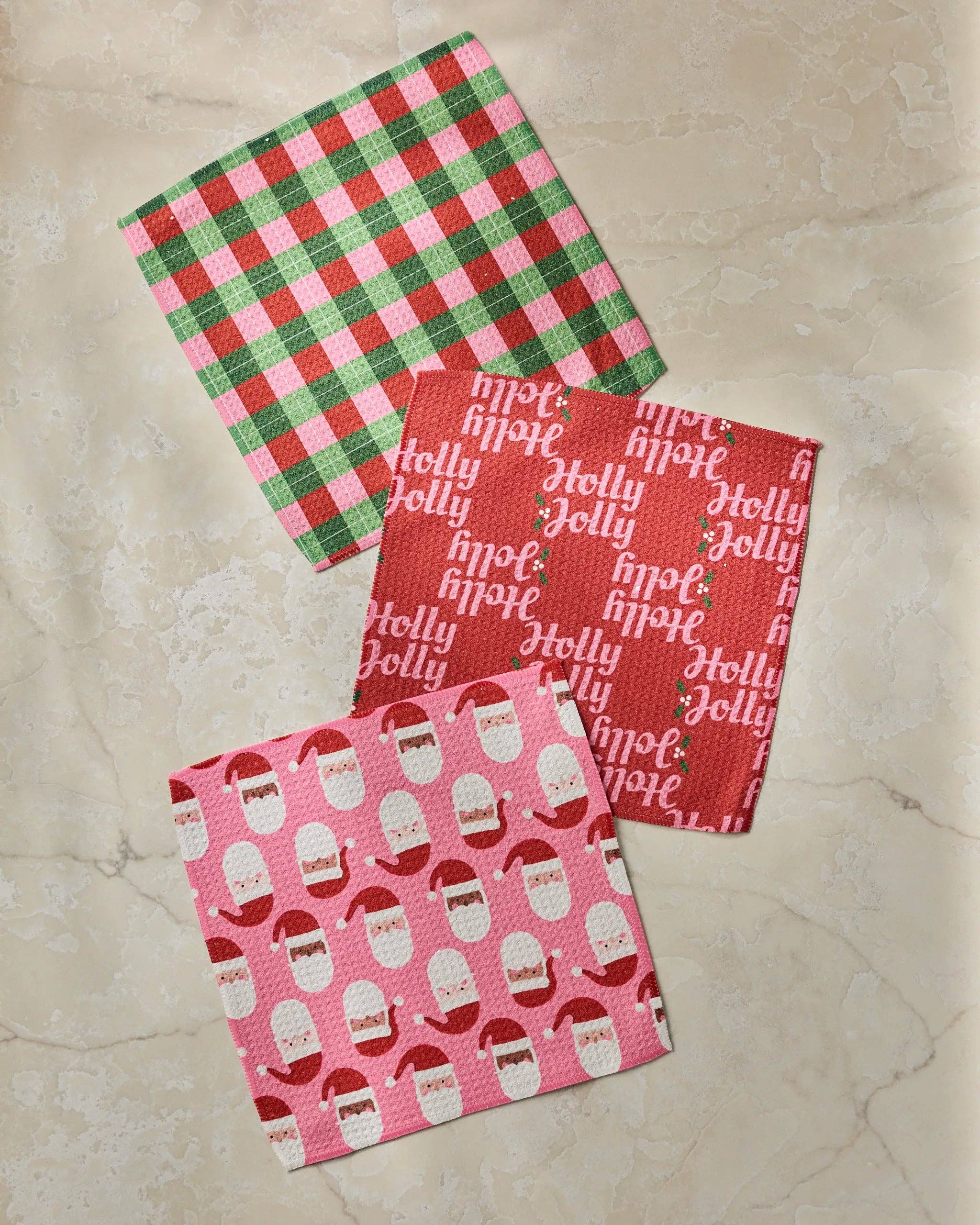 Holly Jolly Santa Dishcloth Set - Holiday 2026