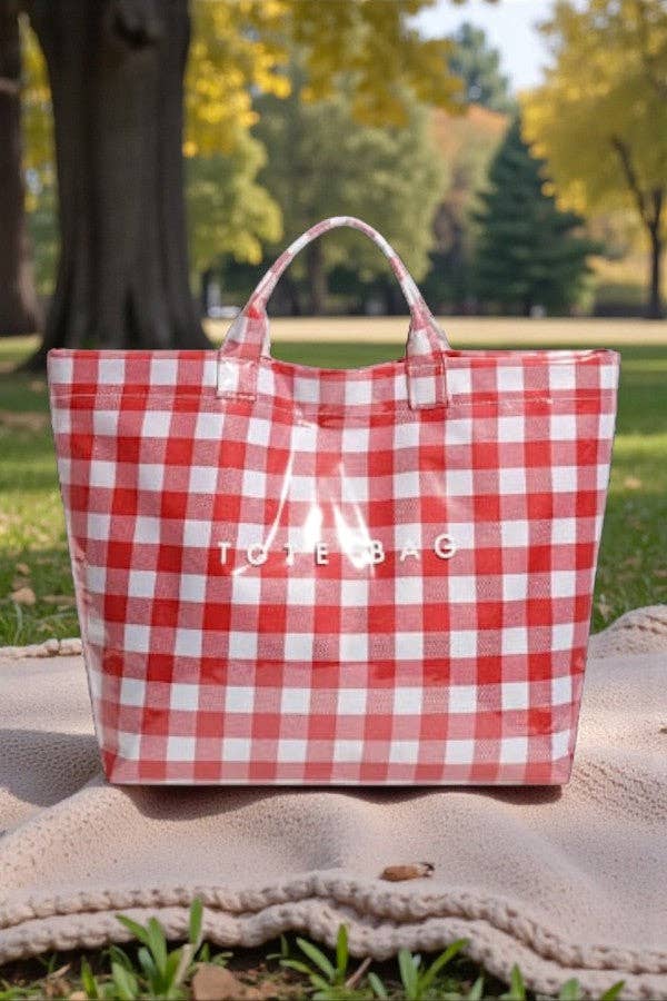 Red Gingham Wipeable Tote
