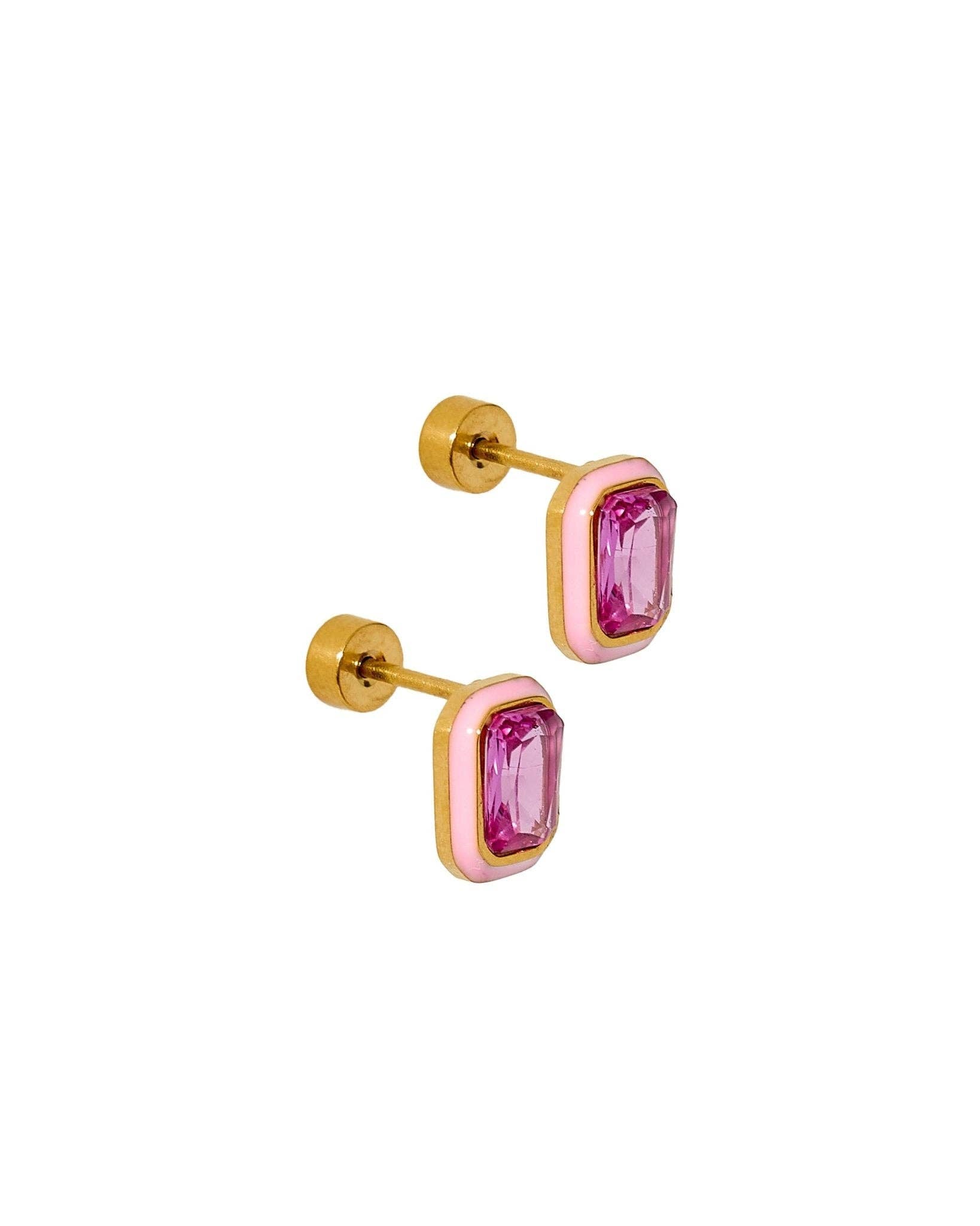 Whitney Bubblegum Pink Screwback Stud Earrings